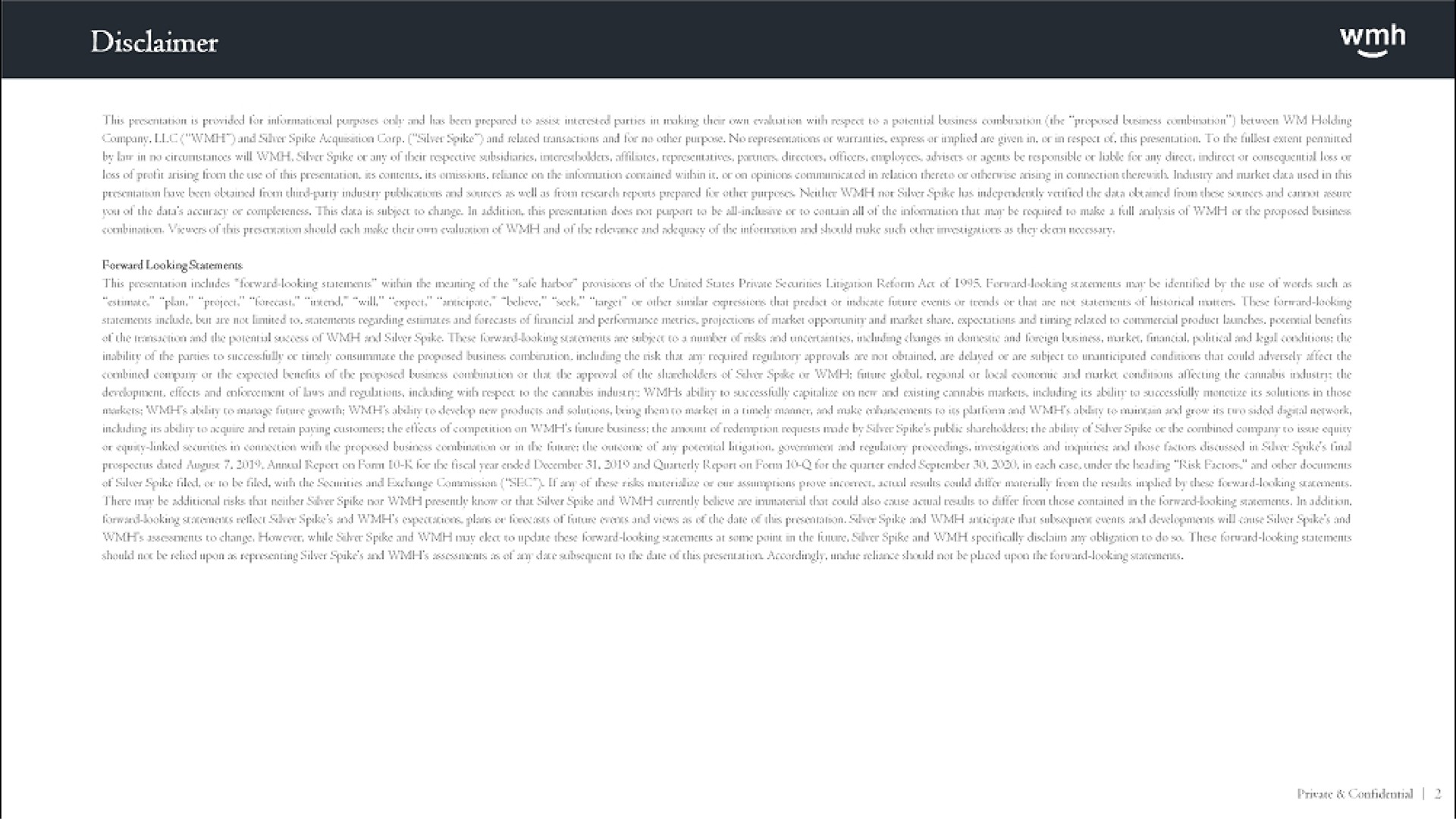 disclaimer | WM Holding