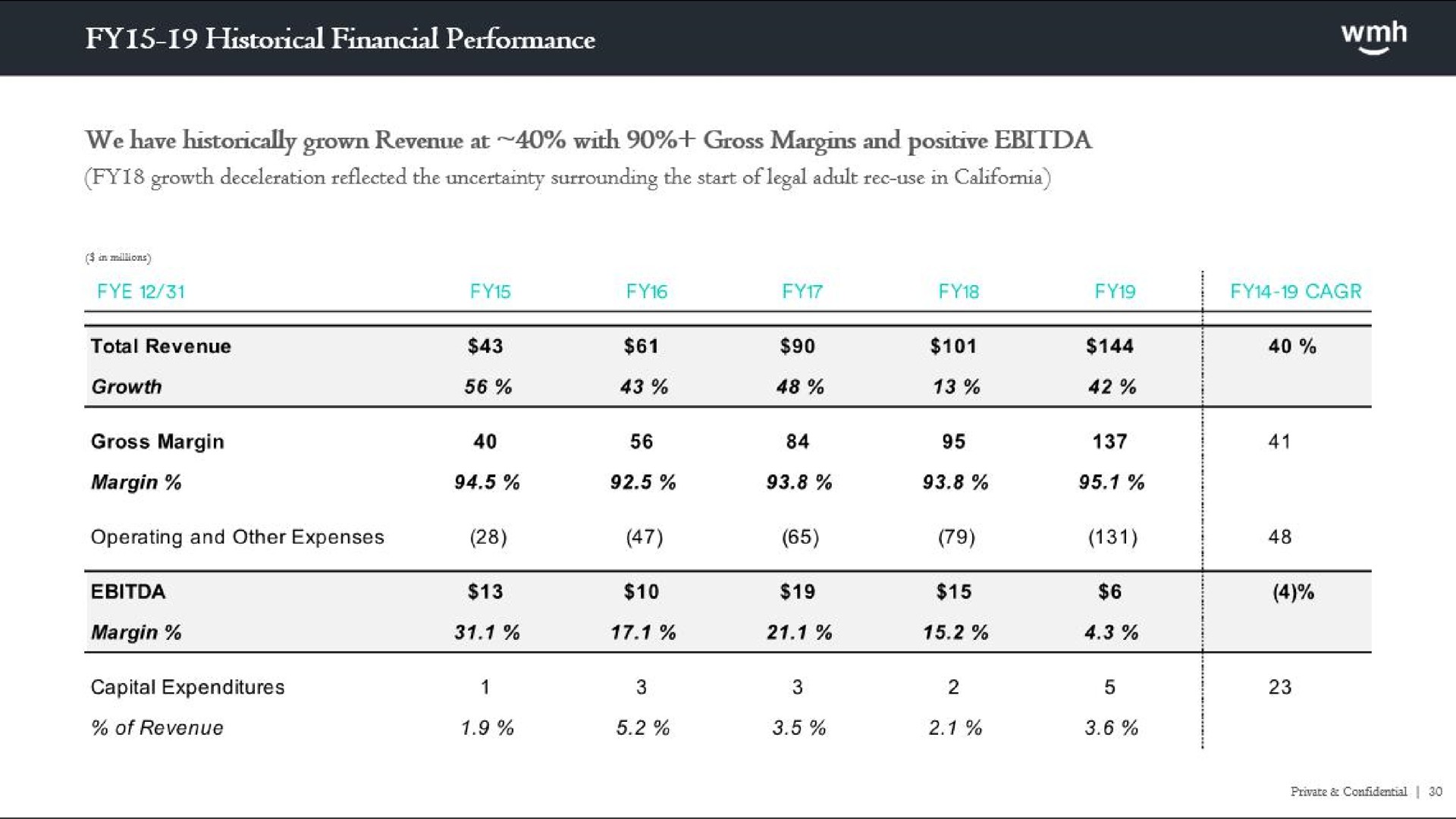 historical financial performance gross margin margin | WM Holding