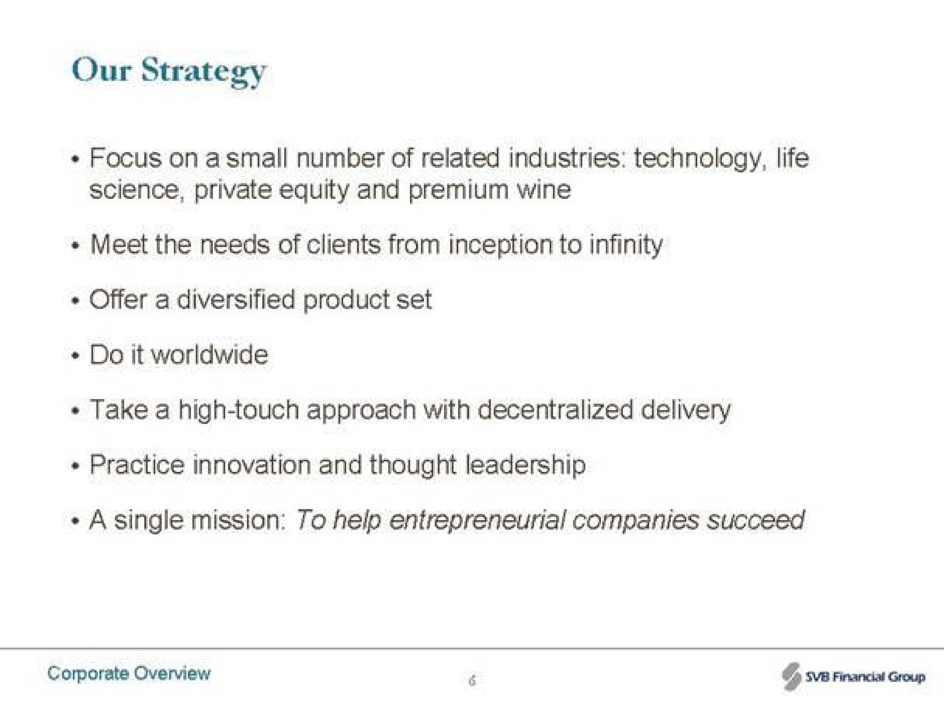 our strategy do it practice innovation and thought leadership a single mission to help entrepreneurial companies succeed | Silicon Valley Bank