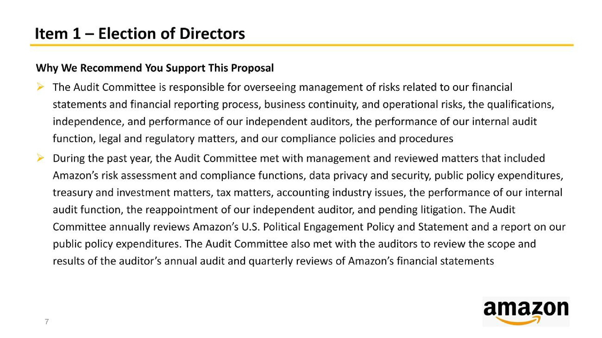 item election of directors | Amazon