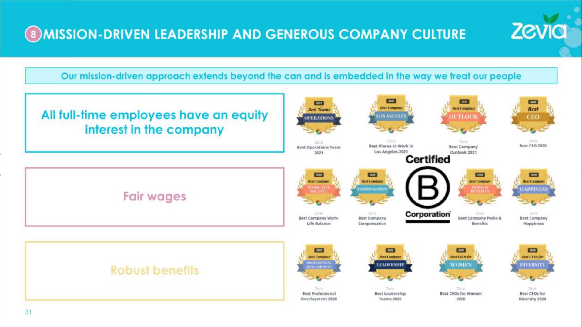 mission driven leadership and generous company culture ice | Zevia