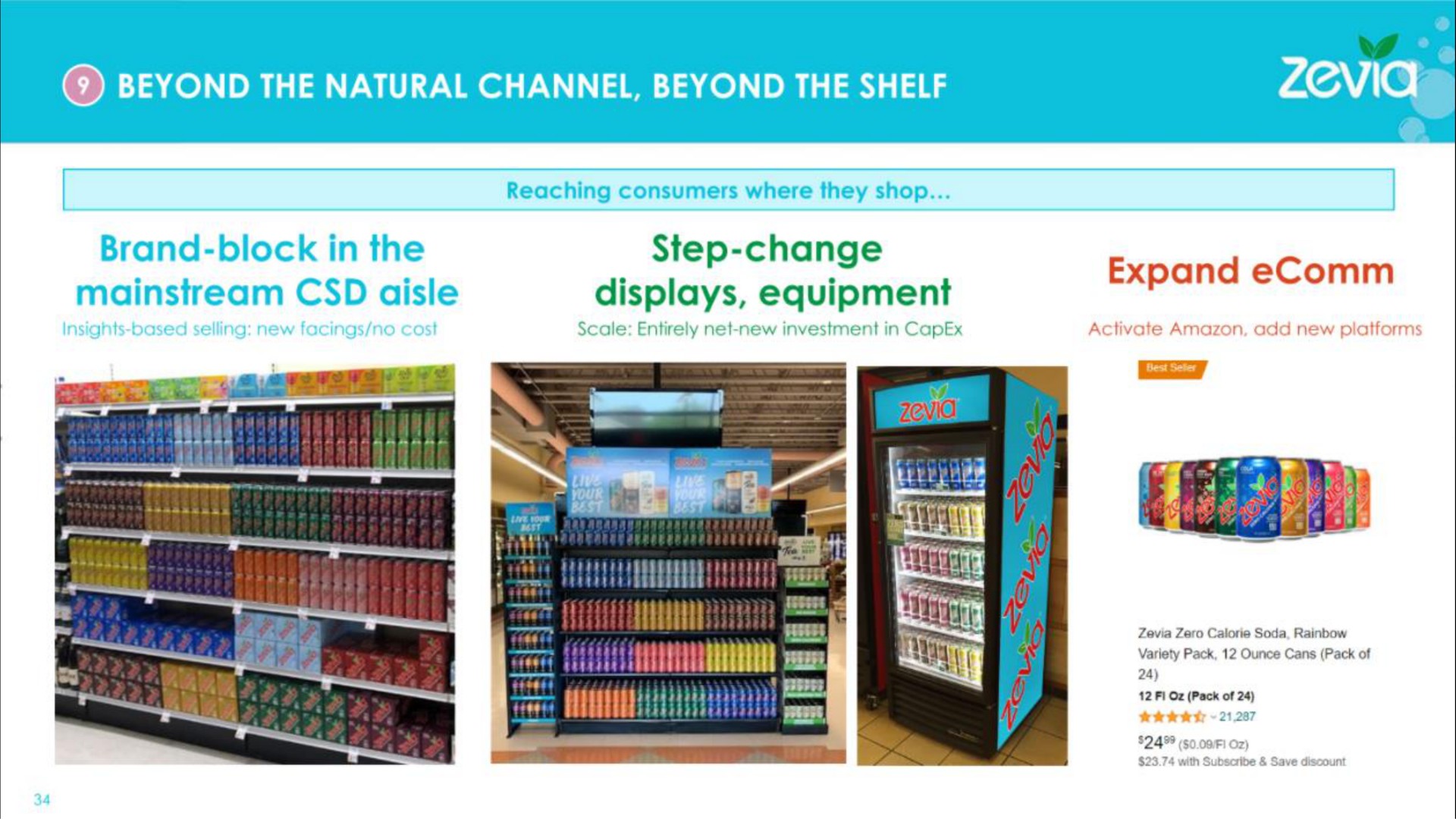 step change displays equipment brand block in the aisle | Zevia