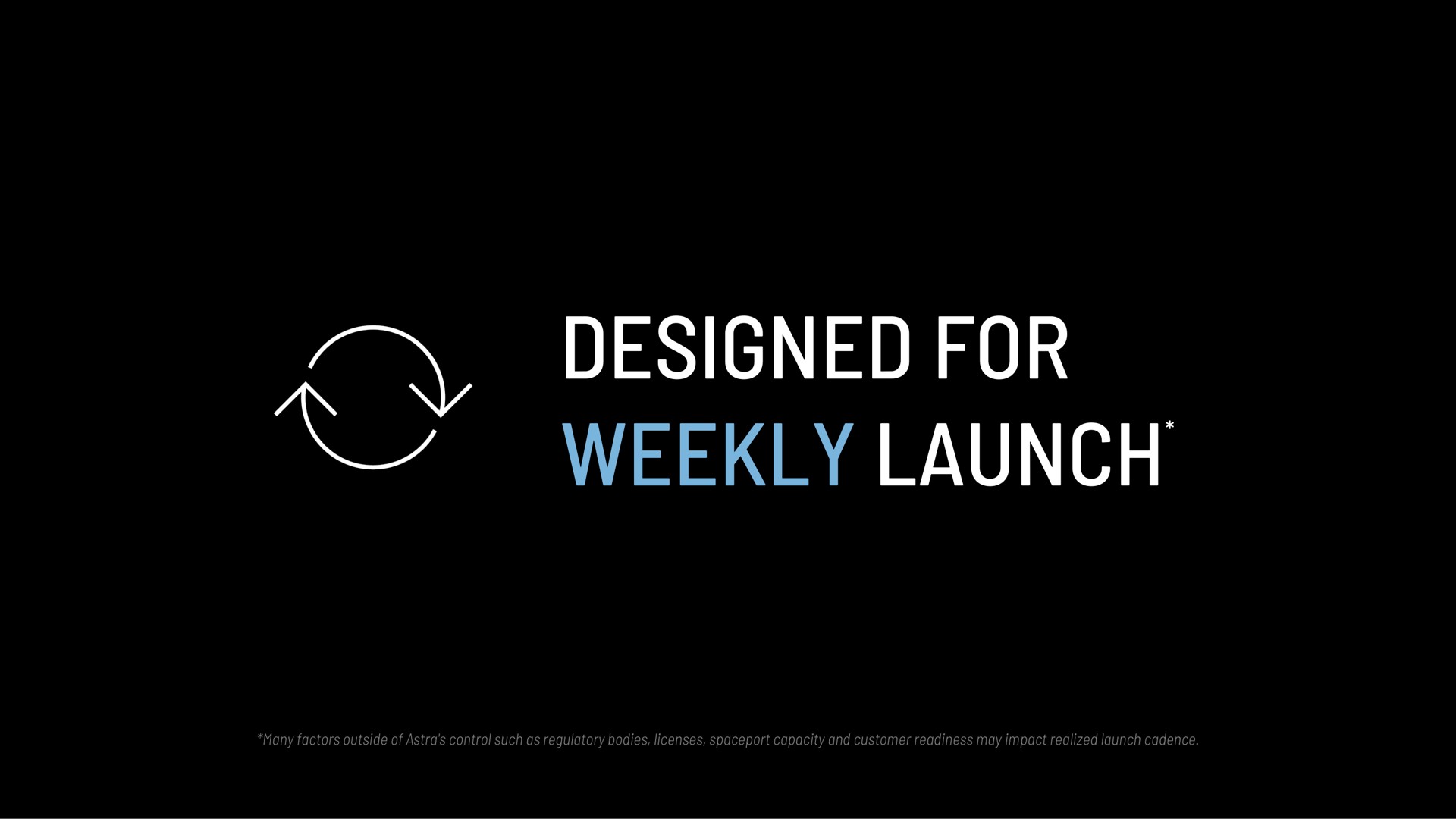 designed for weekly launch | Astra
