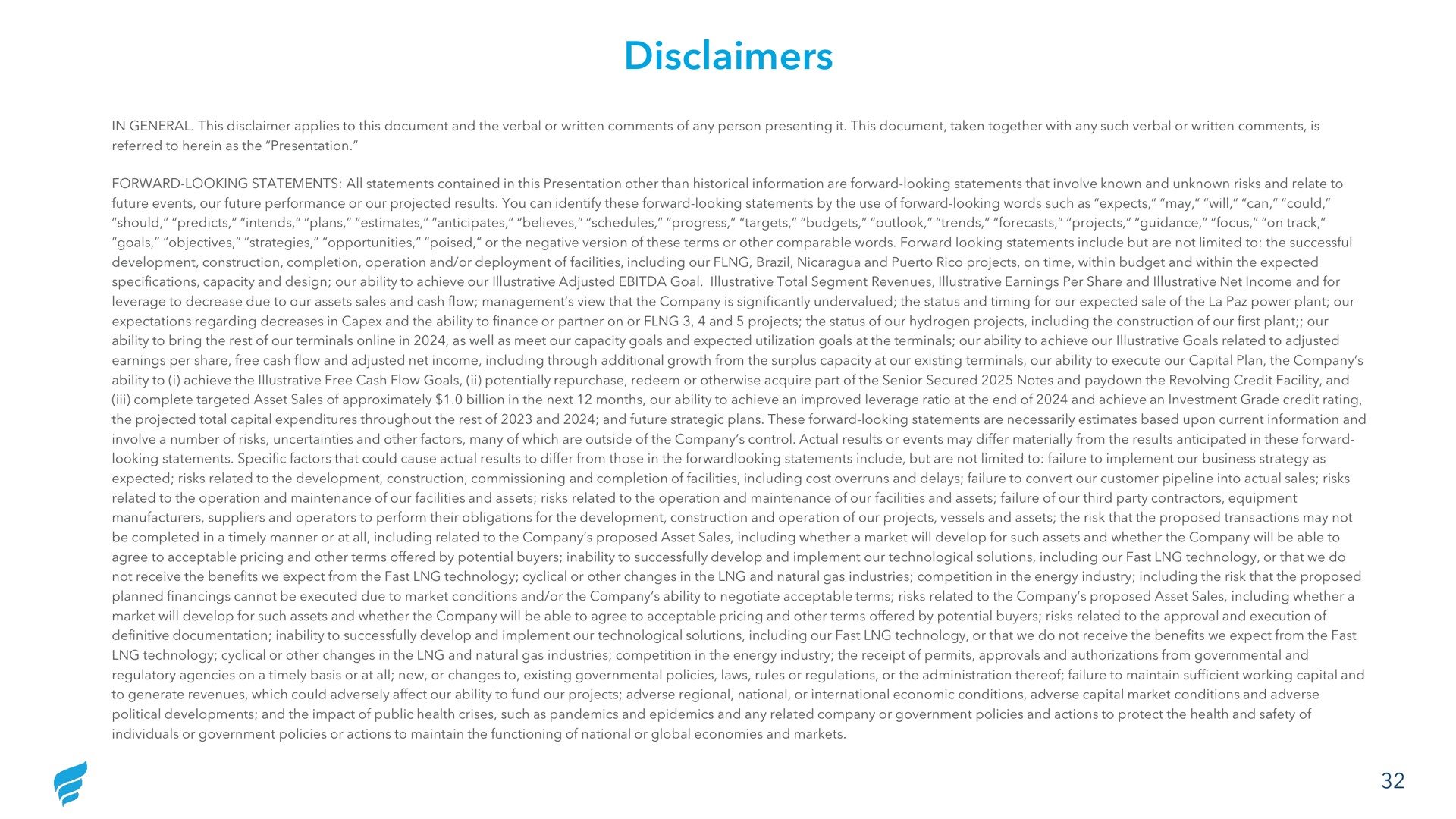 disclaimers | NewFortress Energy