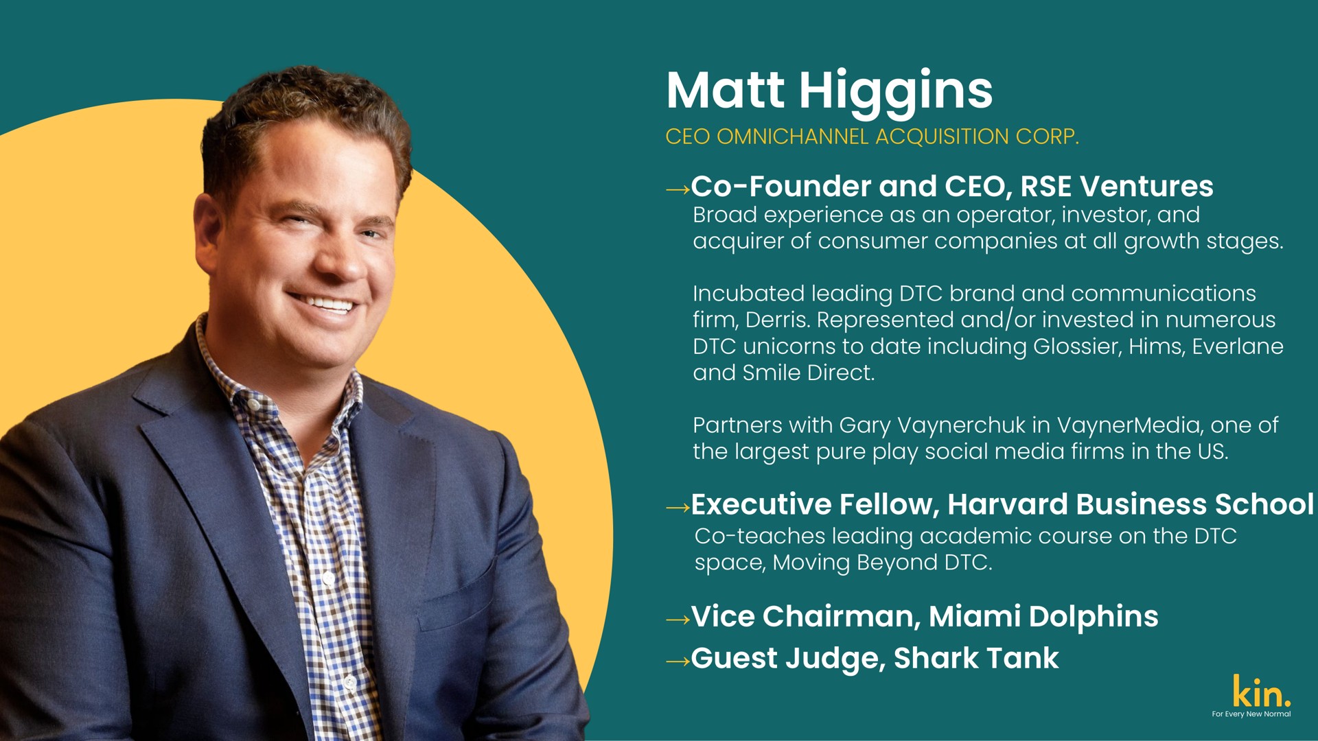 founder and ventures executive fellow business school vice chairman dolphins guest judge shark tank | Kin