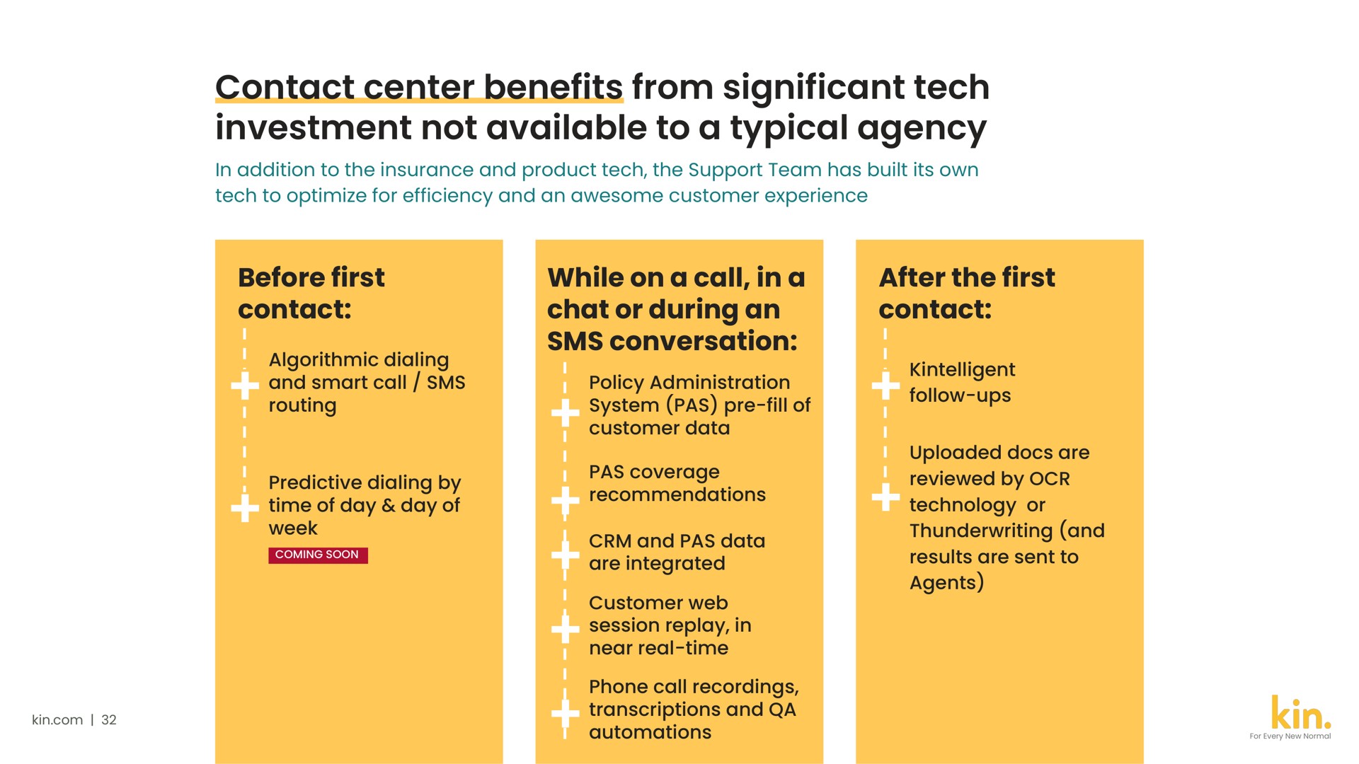 contact center benefits from significant tech investment not available to a typical agency | Kin