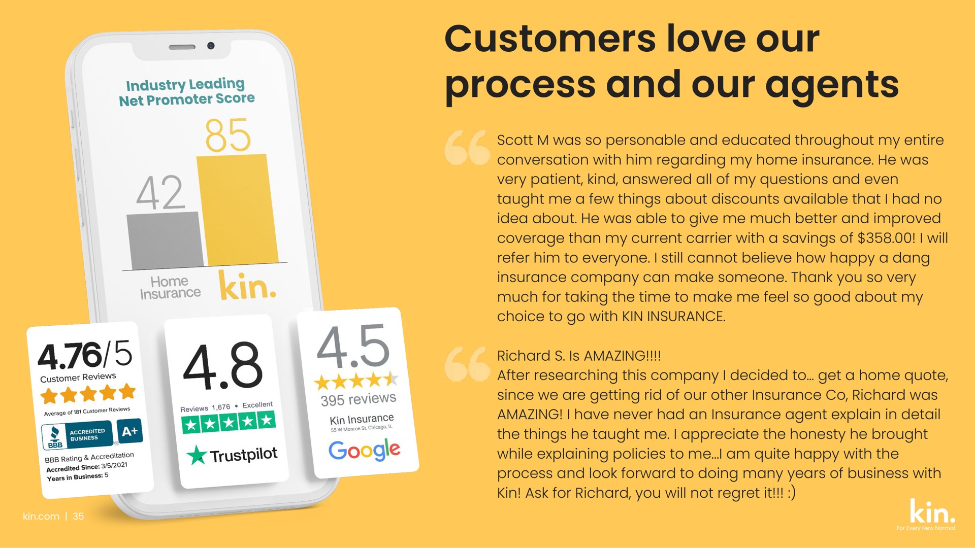 customers love our process and our agents eseseses | Kin