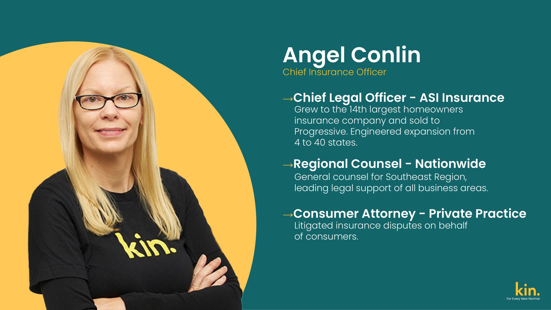 angel chief legal officer insurance regional counsel nationwide | Kin