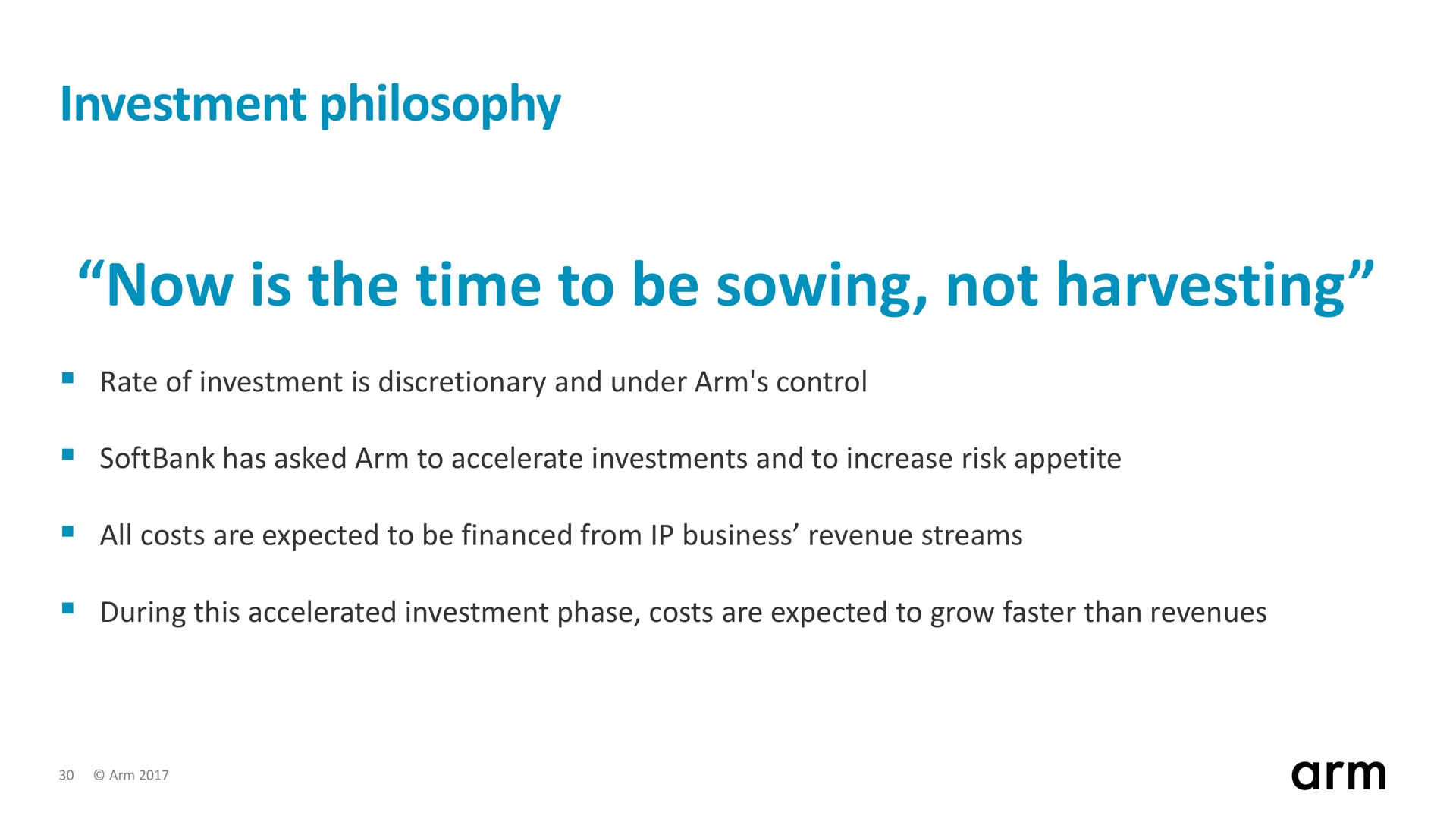 investment philosophy now is the time to be sowing not harvesting | SoftBank
