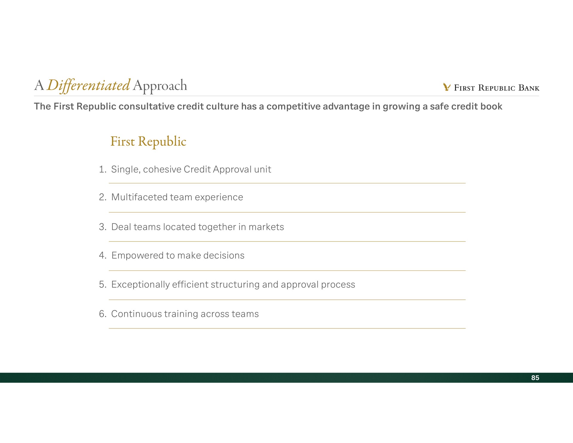 a differentiated approach first republic | First Republic Bank