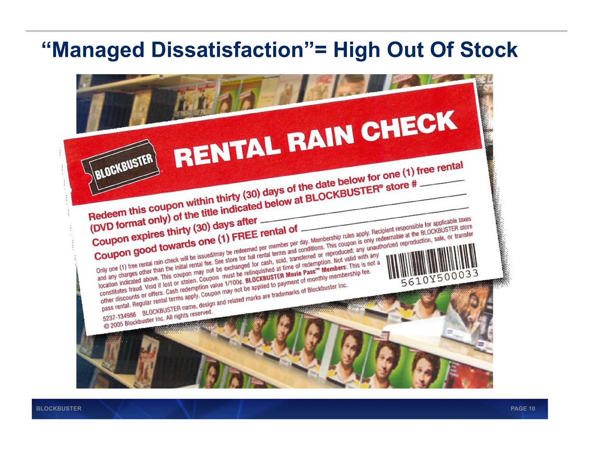 managed dissatisfaction high out of stock ged | Blockbuster Video
