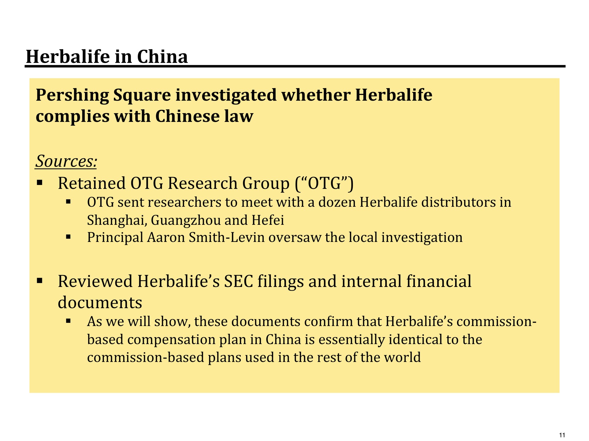 in china square investigated whether complies with law sources retained research group reviewed sec filings and internal financial documents | Pershing Square