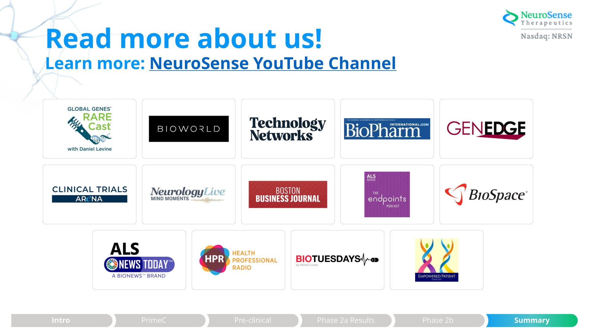 read more about us learn channel | NeuroSense Therapeutics