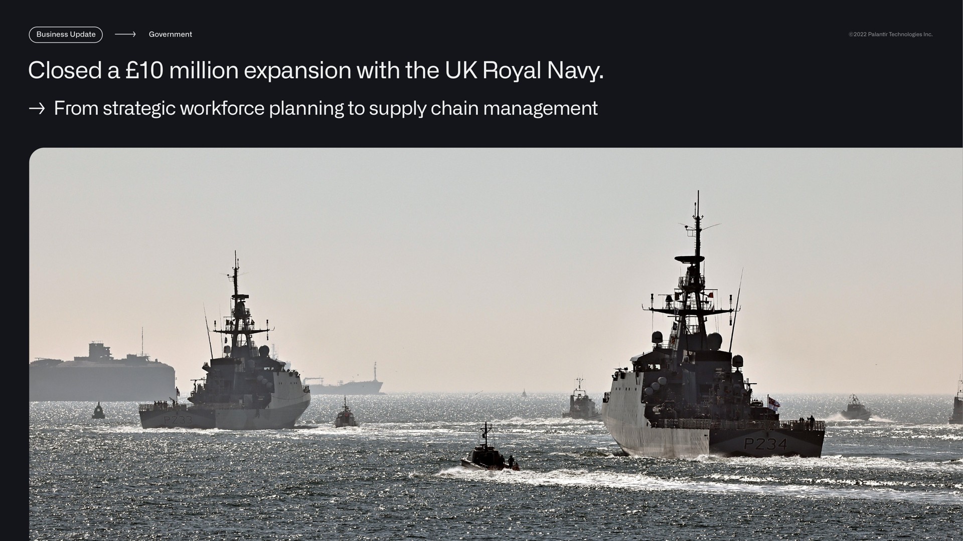 closed a million expansion with the royal navy from strategic planning to supply chain management | Palantir