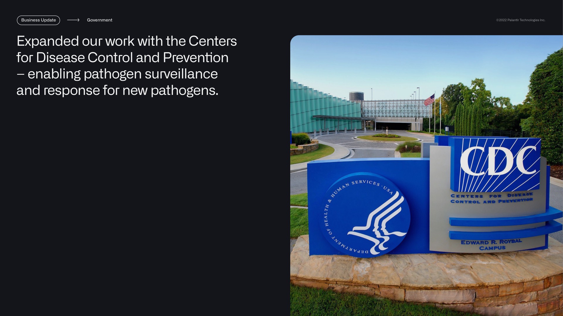 expanded our work with the centers for disease control and prevention enabling pathogen surveillance and response for new pathogens | Palantir