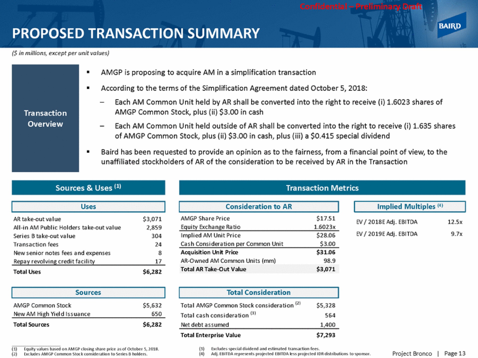 proposed transaction summary | Baird