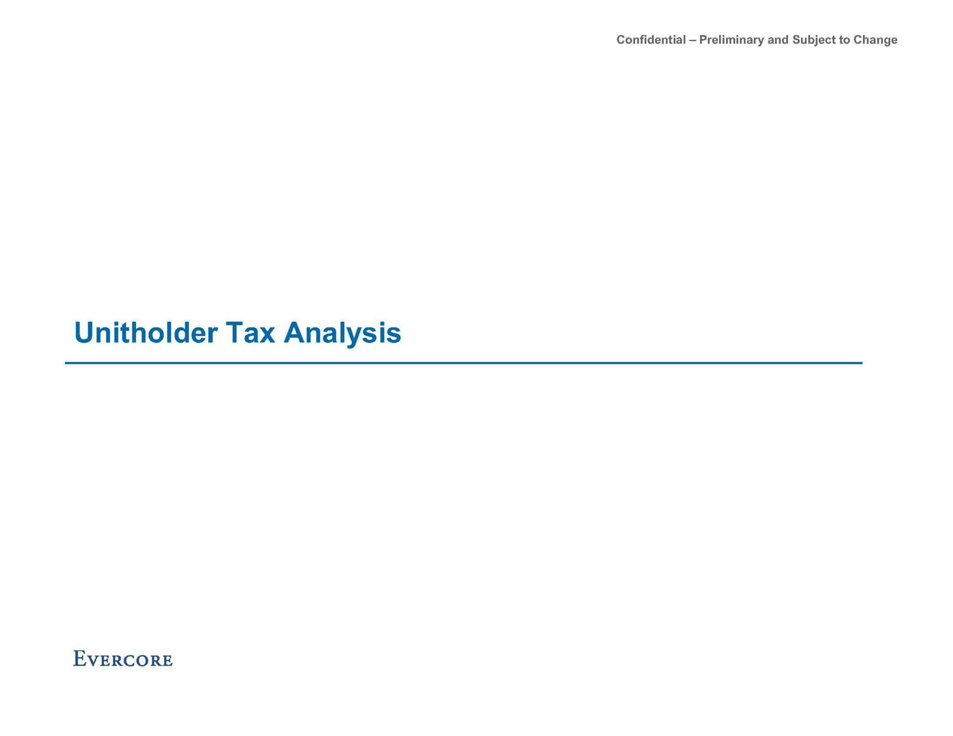 tax analysis | Evercore