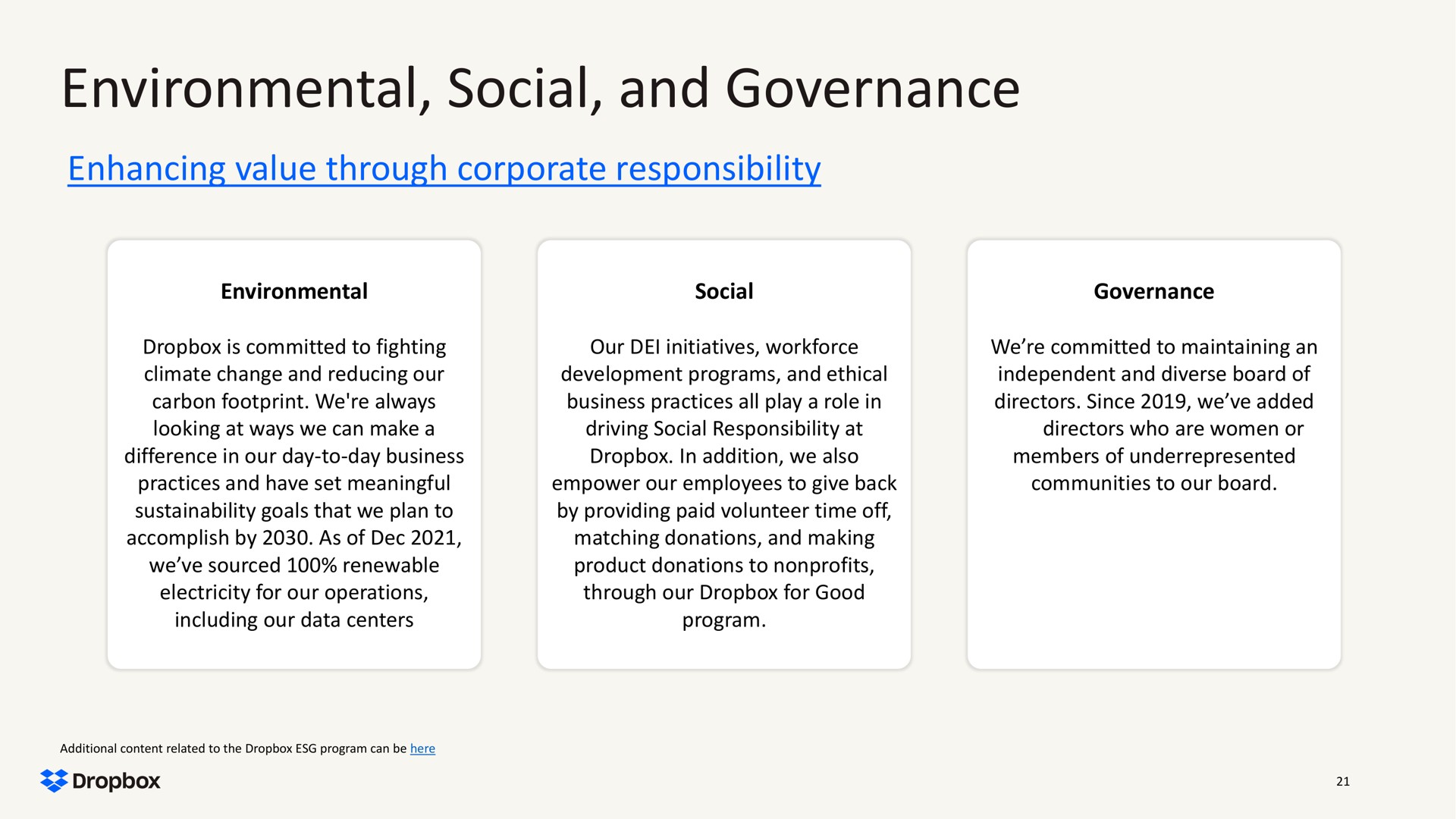 environmental social and governance | Dropbox