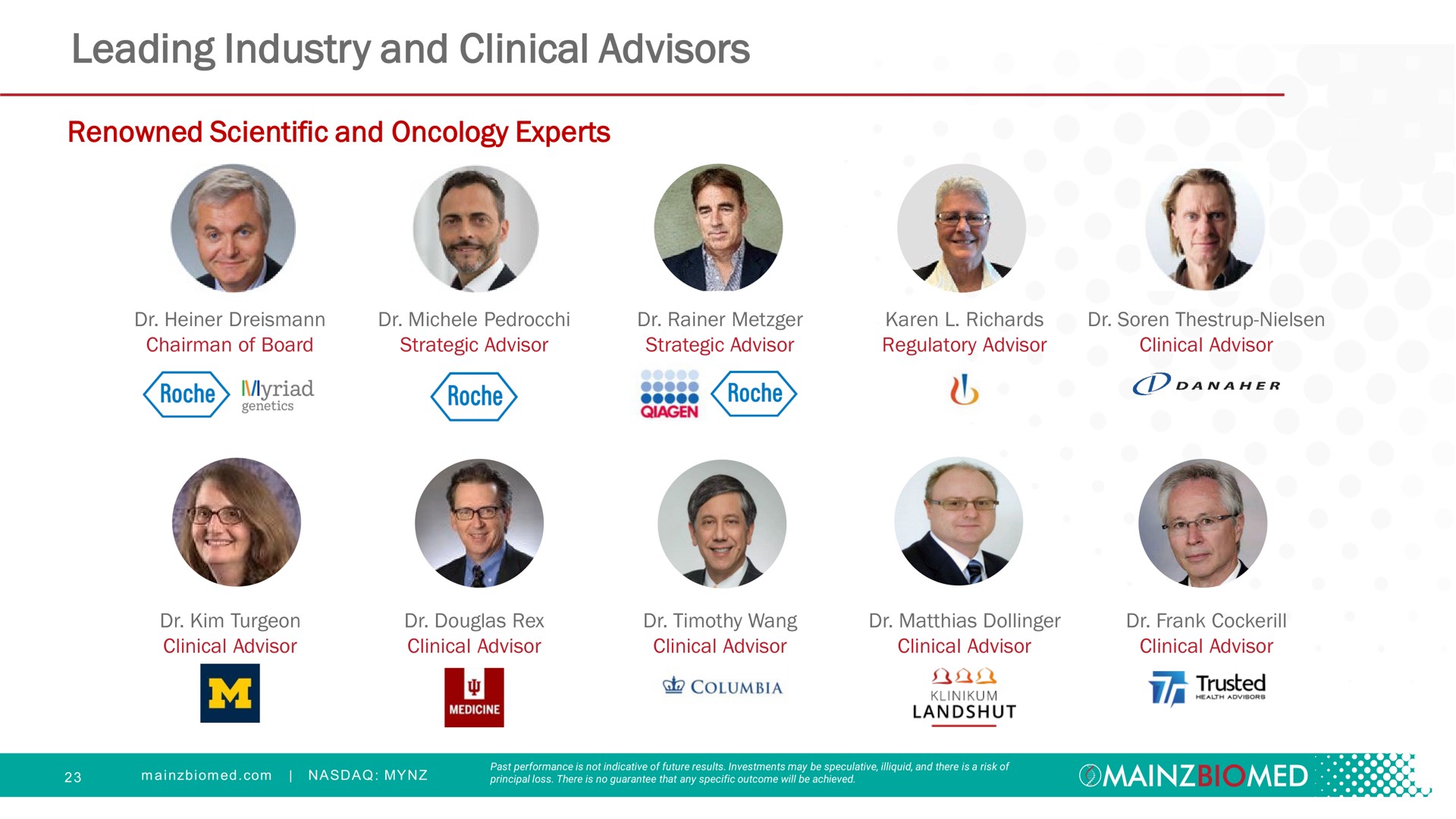 leading industry and clinical advisors | Mainz Biomed NV