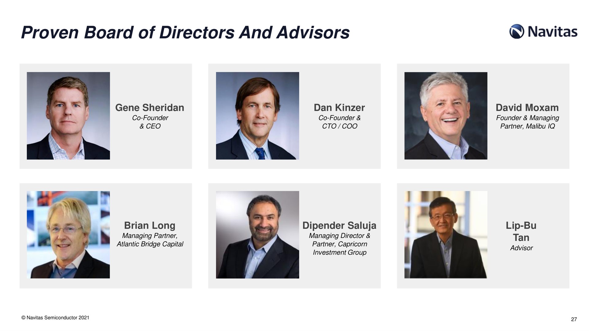proven board of directors and advisors | Navitas