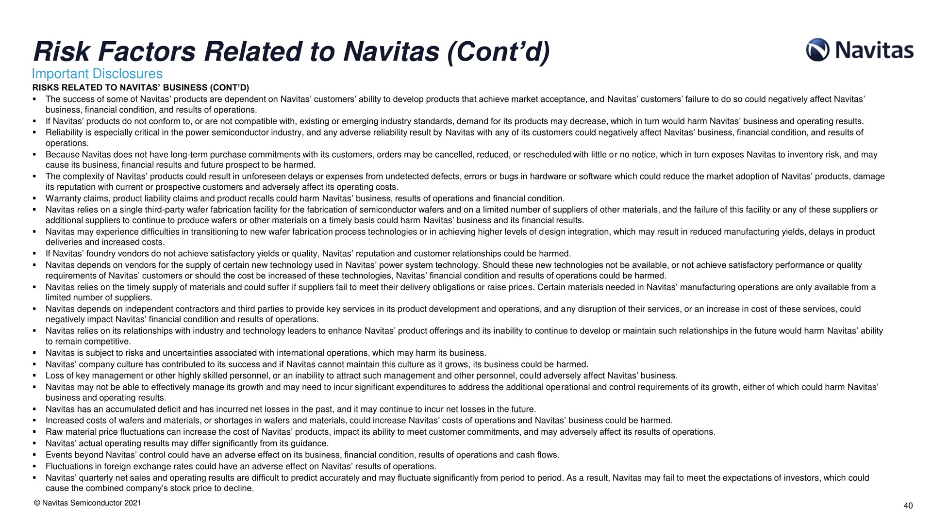 risk factors related to | Navitas