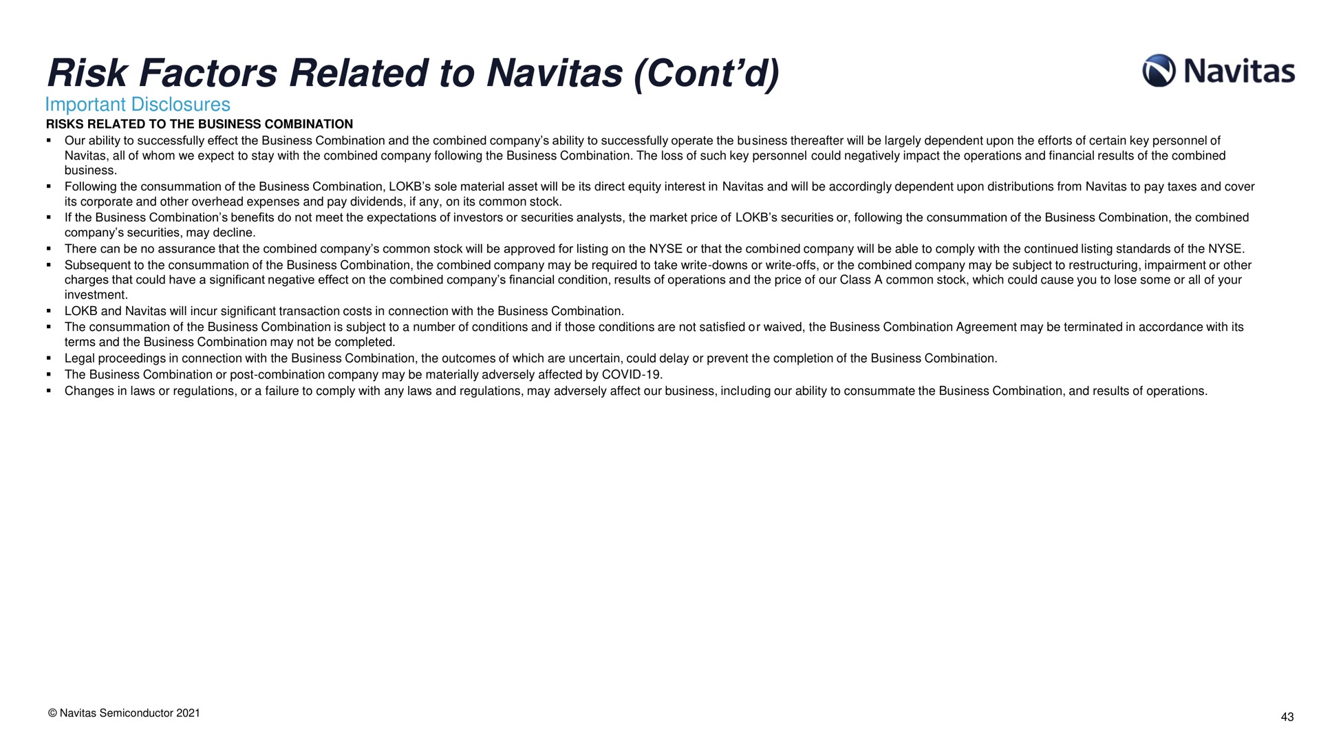 risk factors related to | Navitas