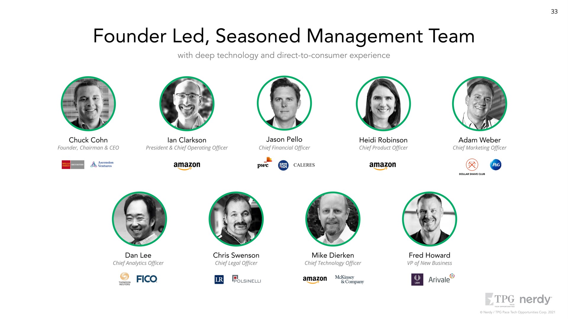 founder chairman president chief operating chief financial chief product chief marketing chief analytics chief legal chief technology of new business led seasoned management team | Nerdy