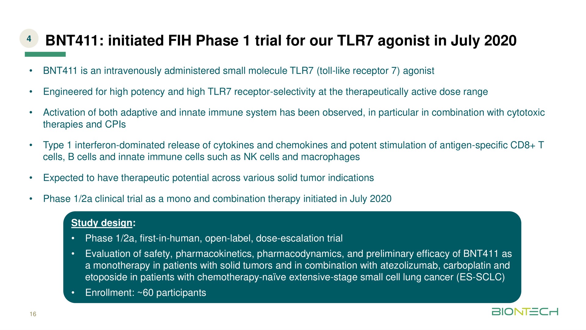 initiated phase trial for our agonist in | BioNTech