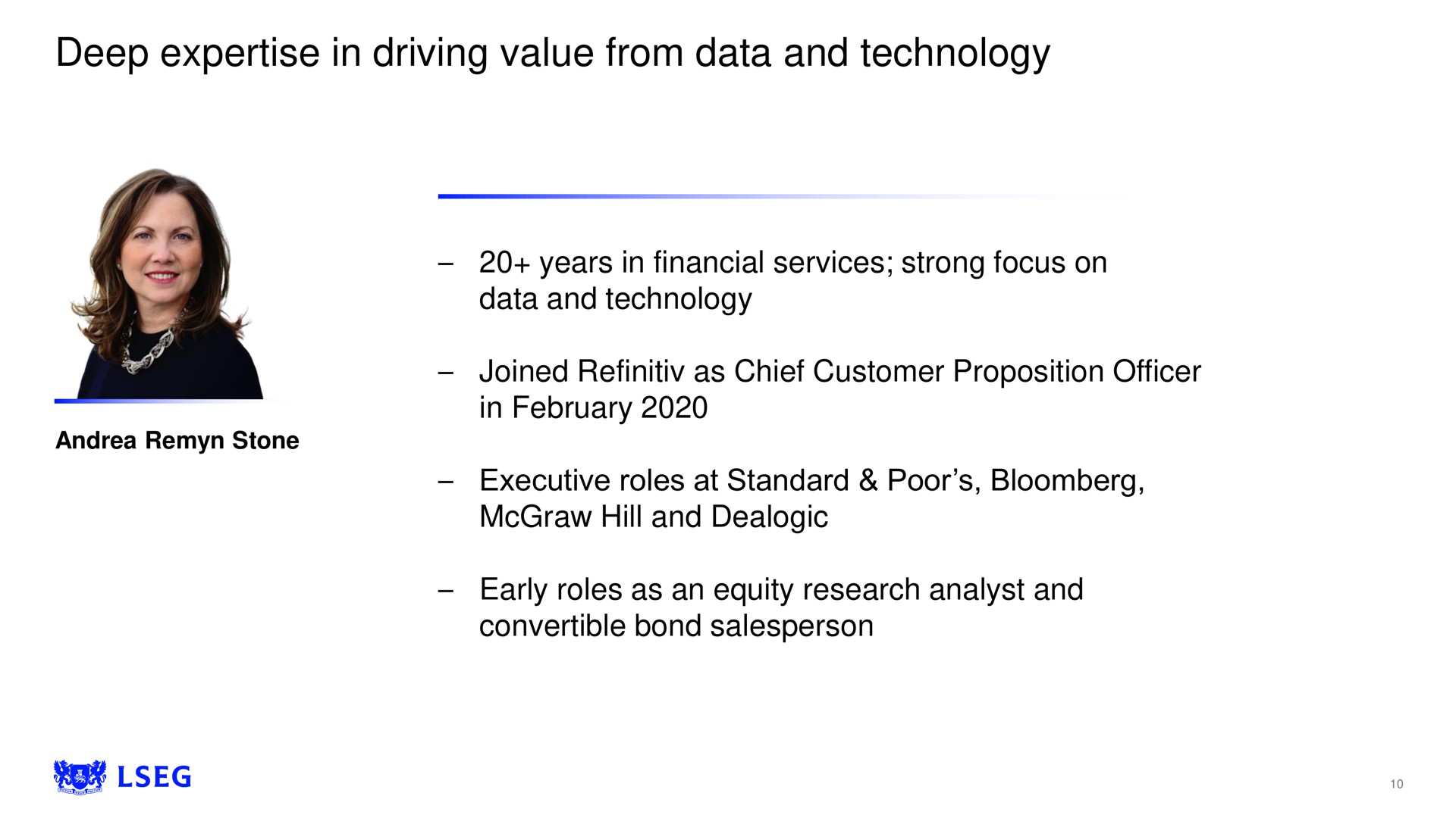 deep in driving value from data and technology joined as chief customer proposition officer | LSE