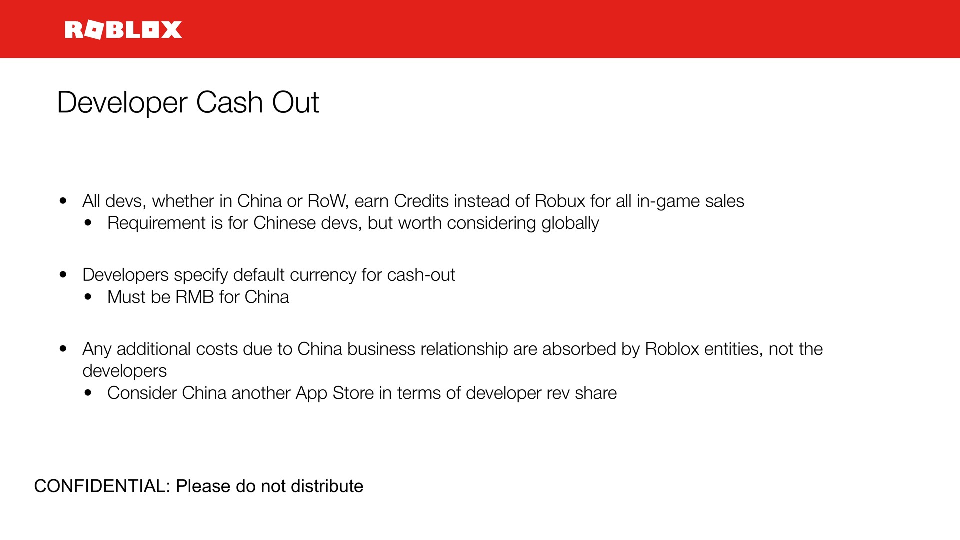developer cash out | Roblox