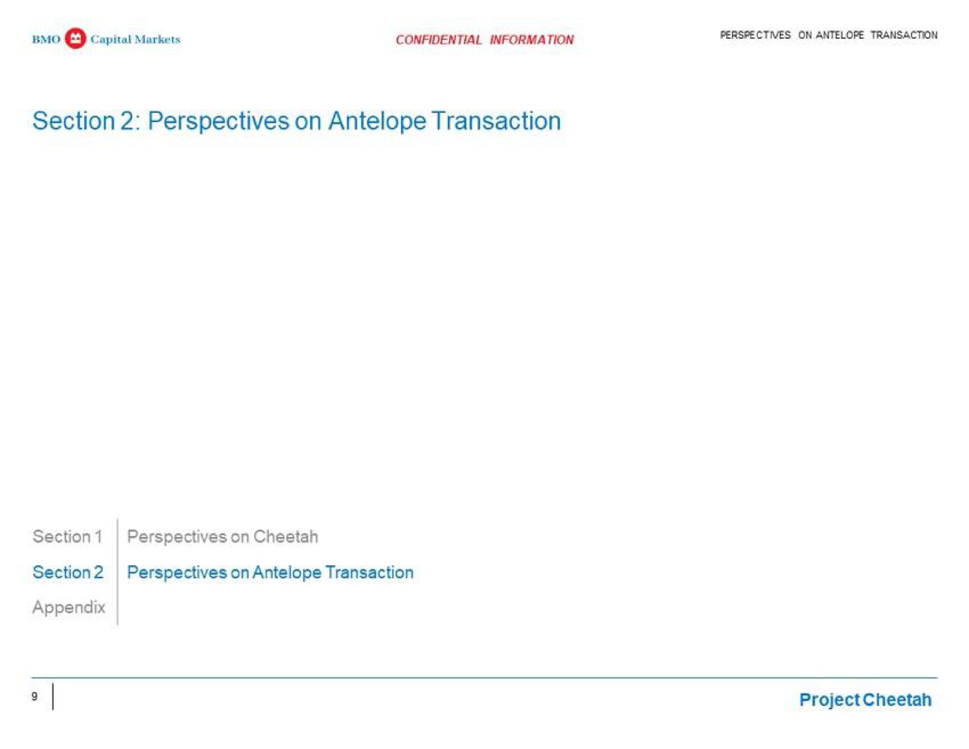 section perspectives on antelope transaction section perspectives on antelope transaction appendix a project cheetah | BMO Capital Markets