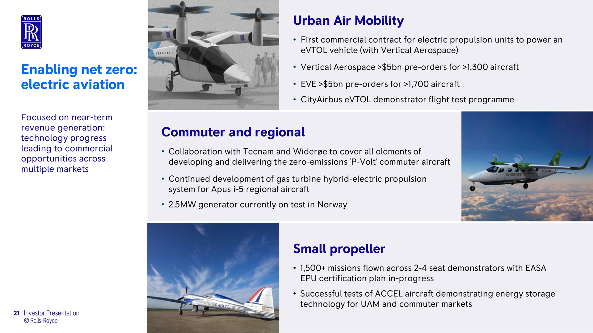 urban air mobility commuter and regional small propeller enabling net zero electric aviation technology progress | Rolls-Royce Holdings