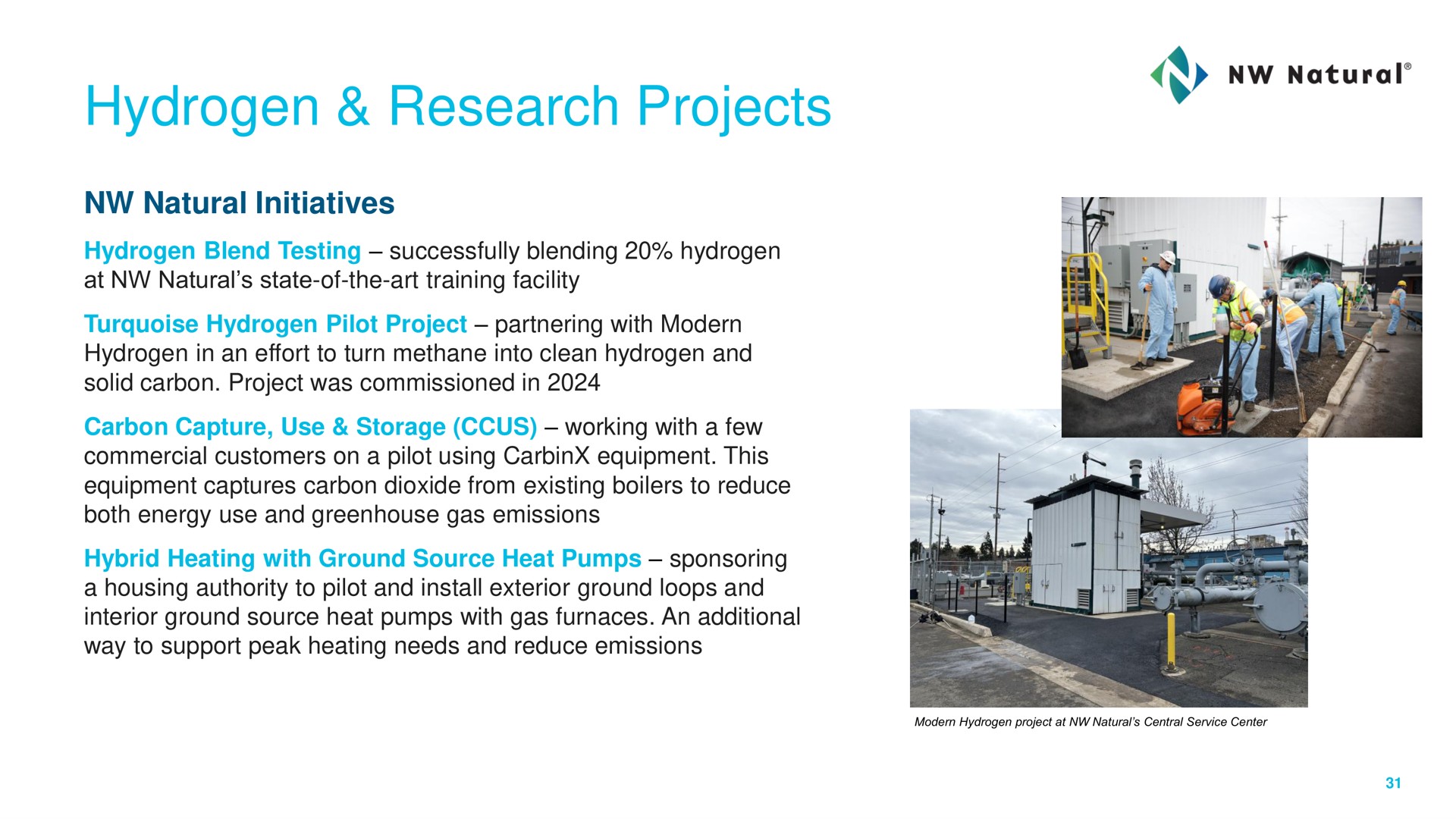hydrogen research projects | NW Natural Holdings