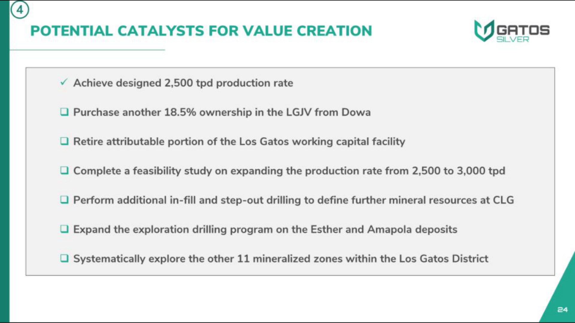 potential catalysts for value creation | Gatos Silver