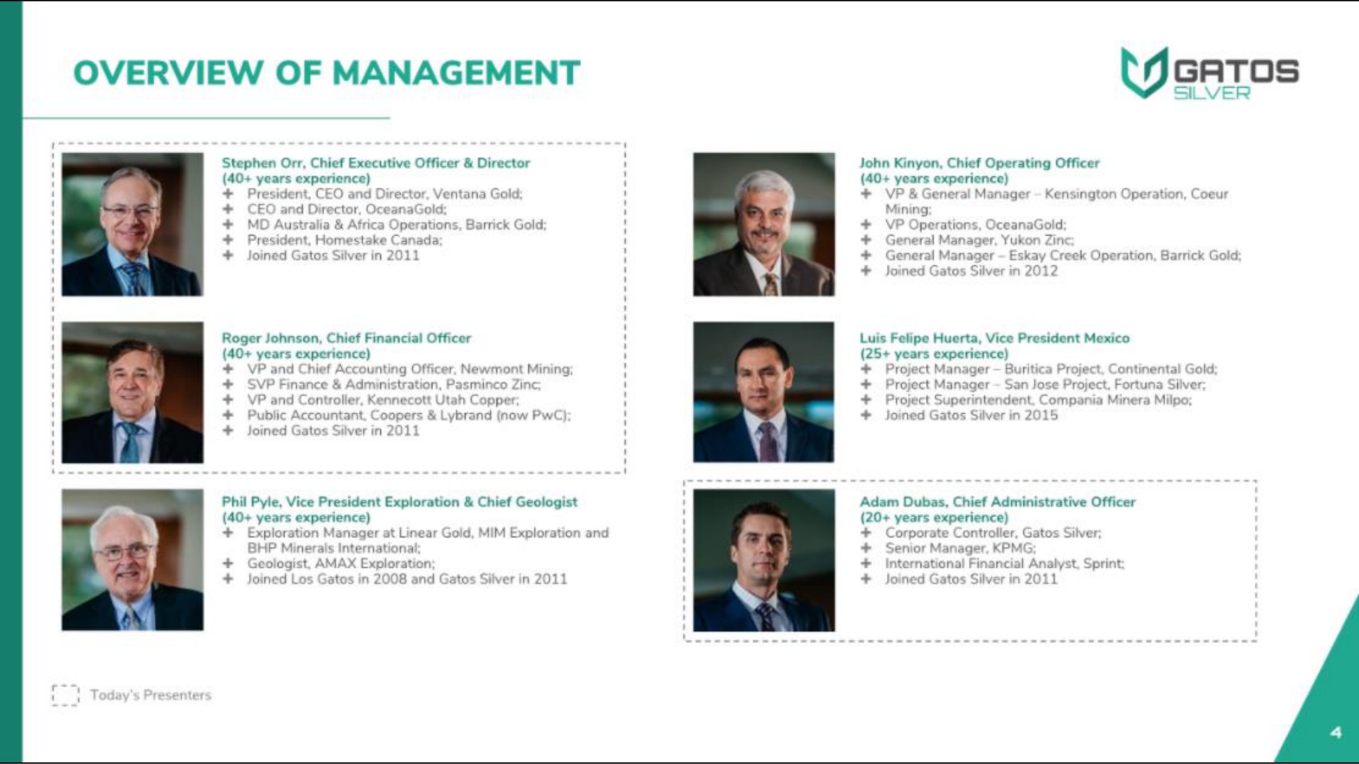 overview of management | Gatos Silver
