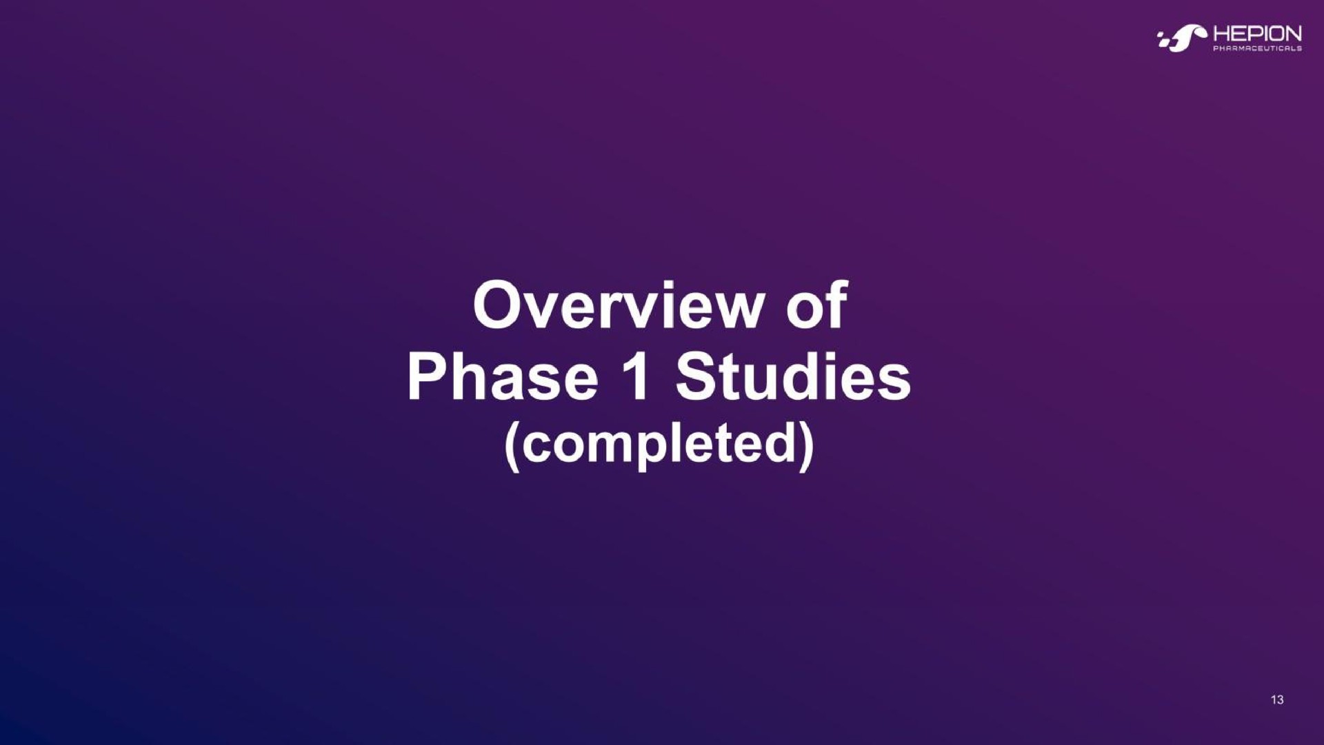 overview of phase studies completed | Hepion Pharmaceuticals