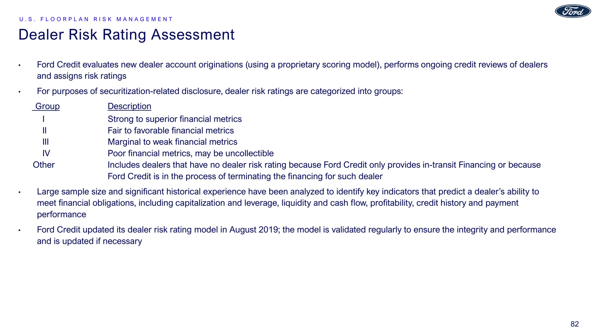 dealer risk rating assessment | Ford