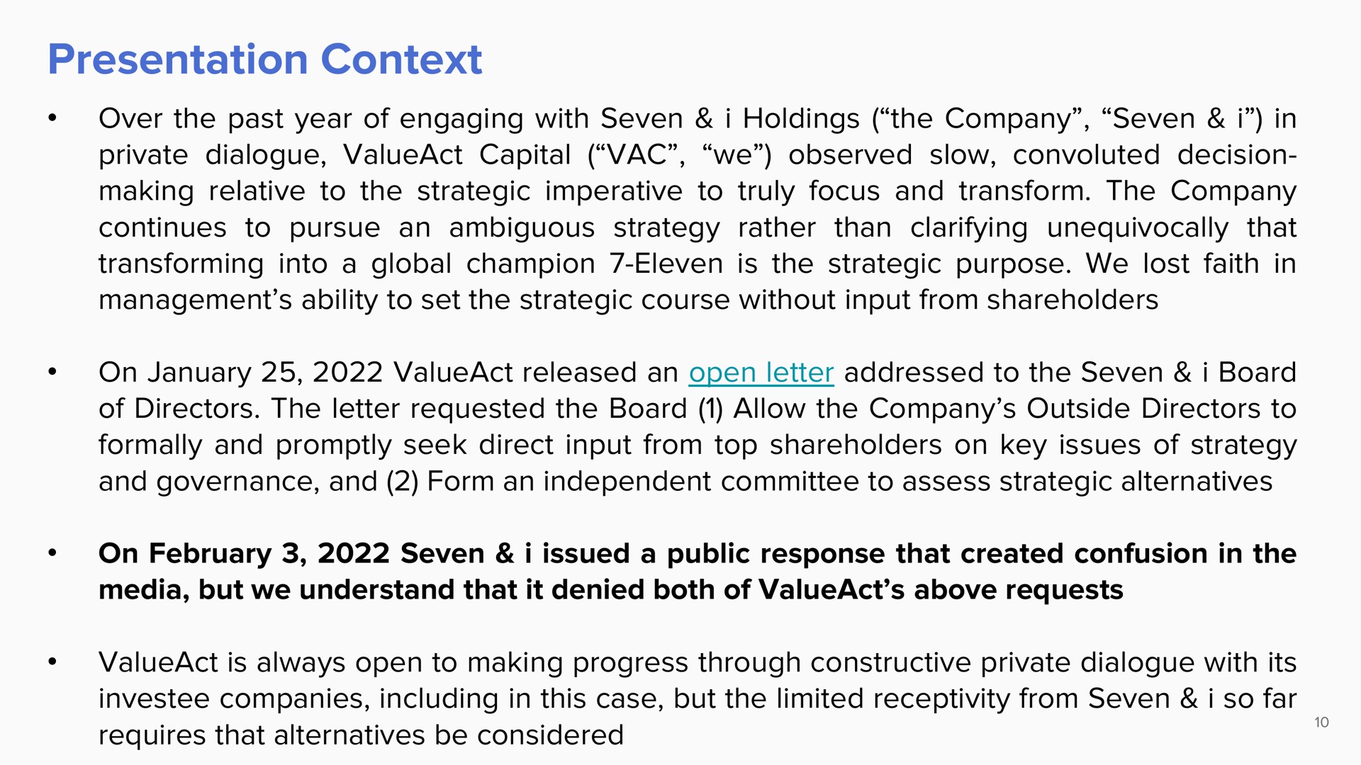 presentation context | ValueAct Capital