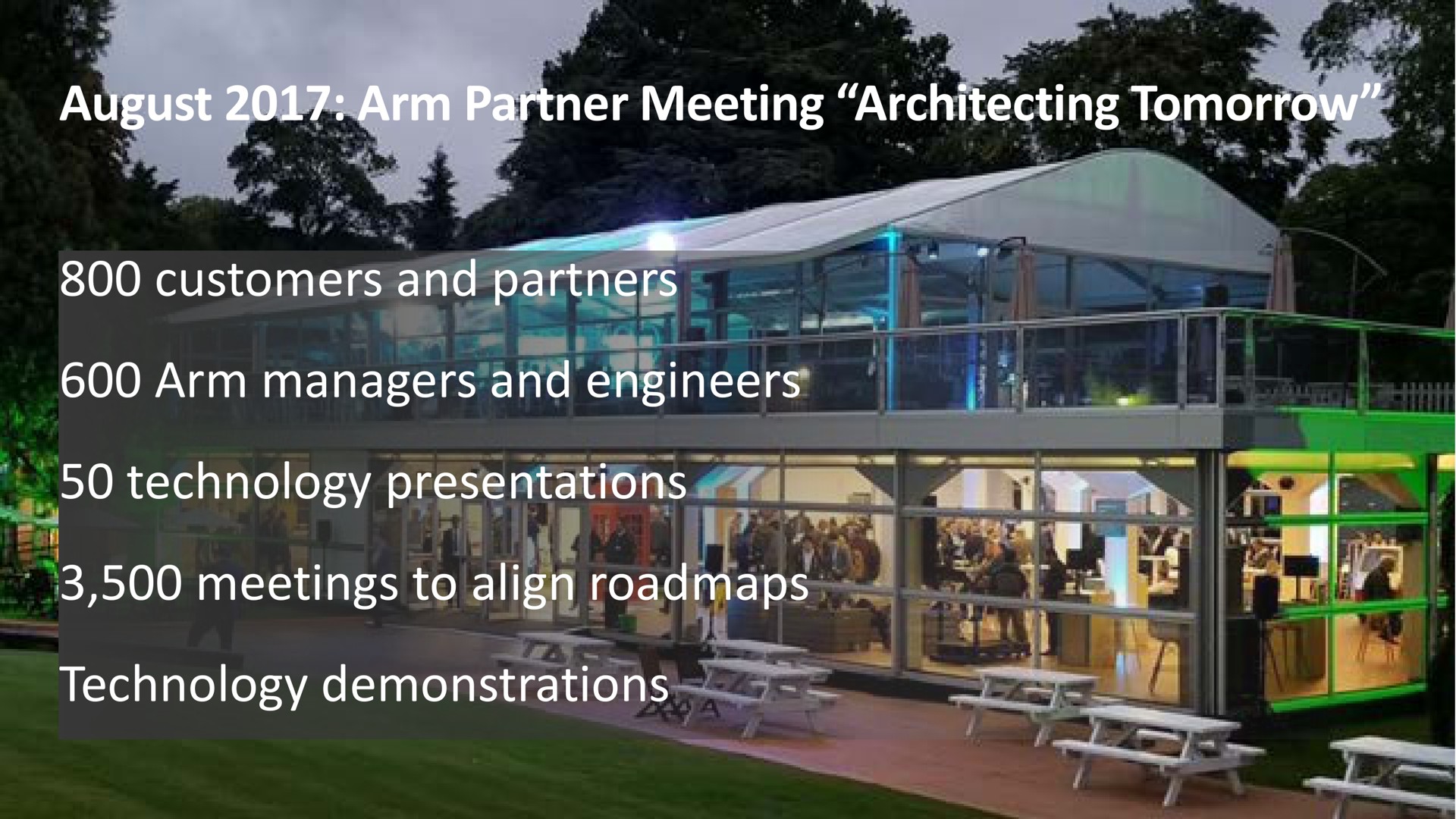 august arm partner meeting tomorrow customers and partners arm managers and engineers technology presentations meetings to align technology demonstrations | SoftBank