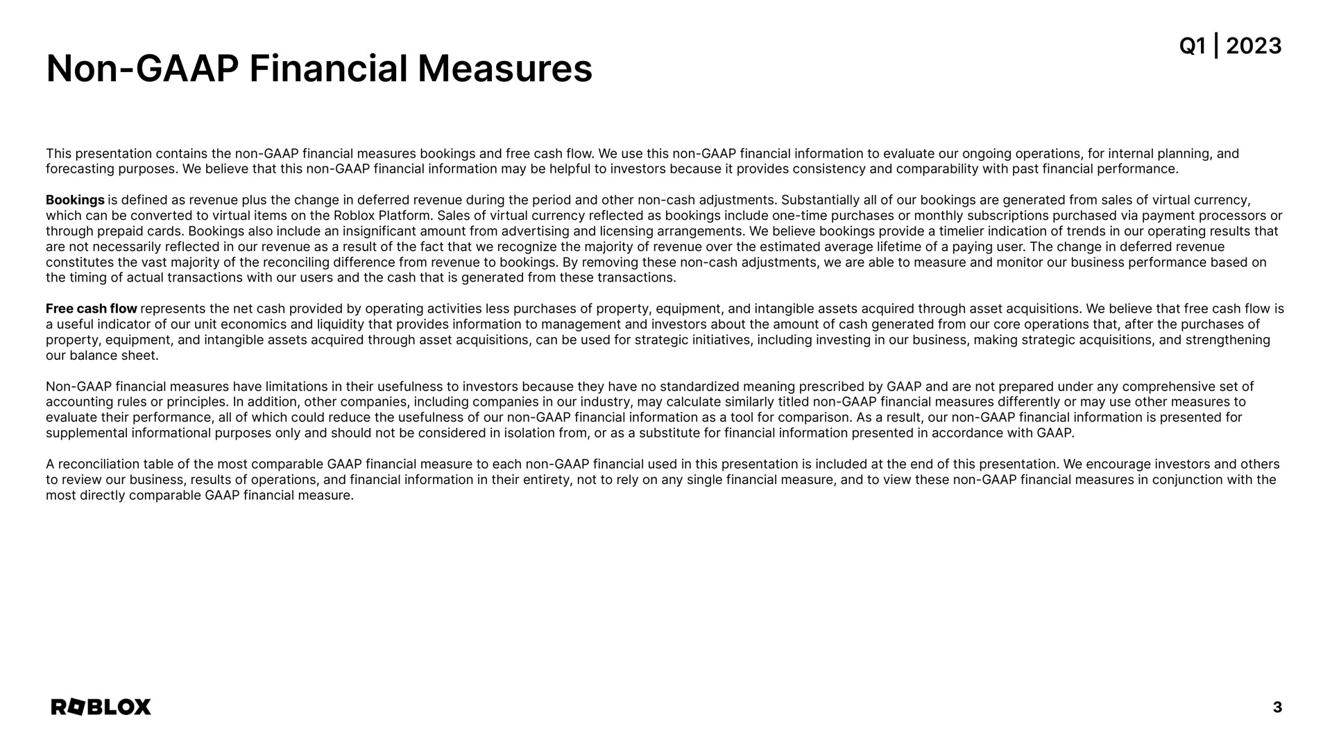 non financial measures | Roblox