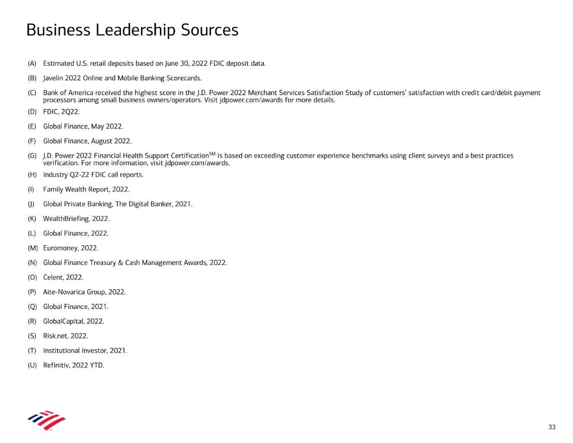 business leadership sources | Bank of America