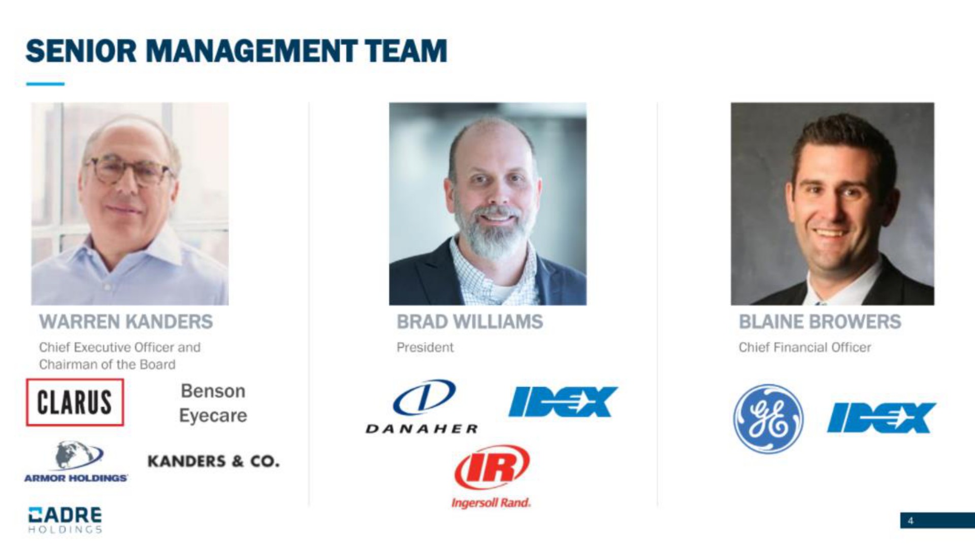 senior management team | Cadre Holdings