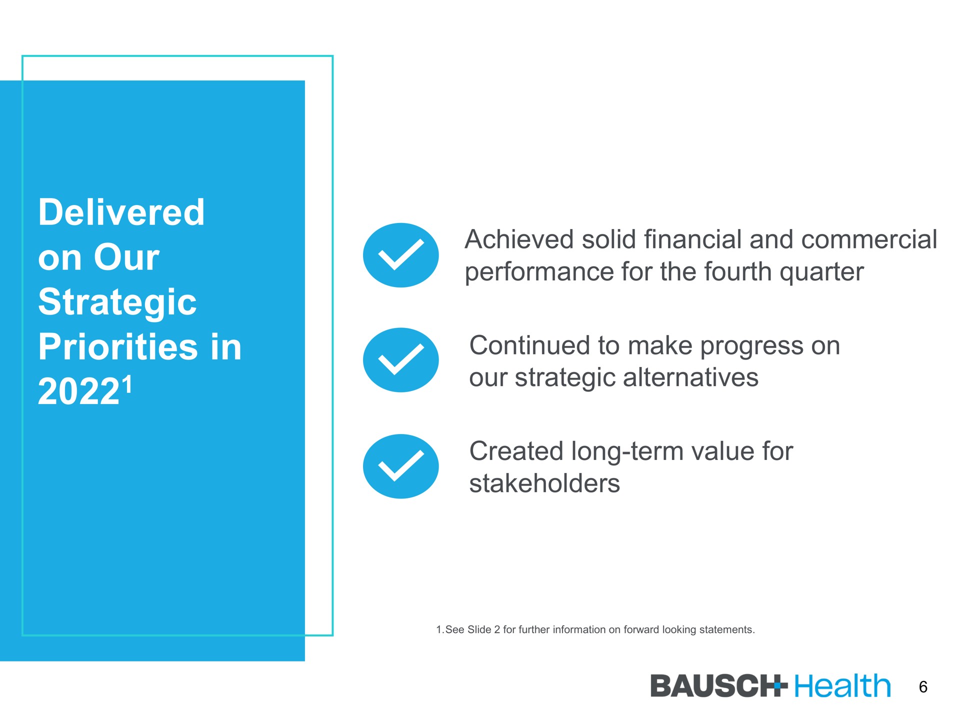 delivered on our strategic priorities in continued to make progress health | Bausch Health Companies