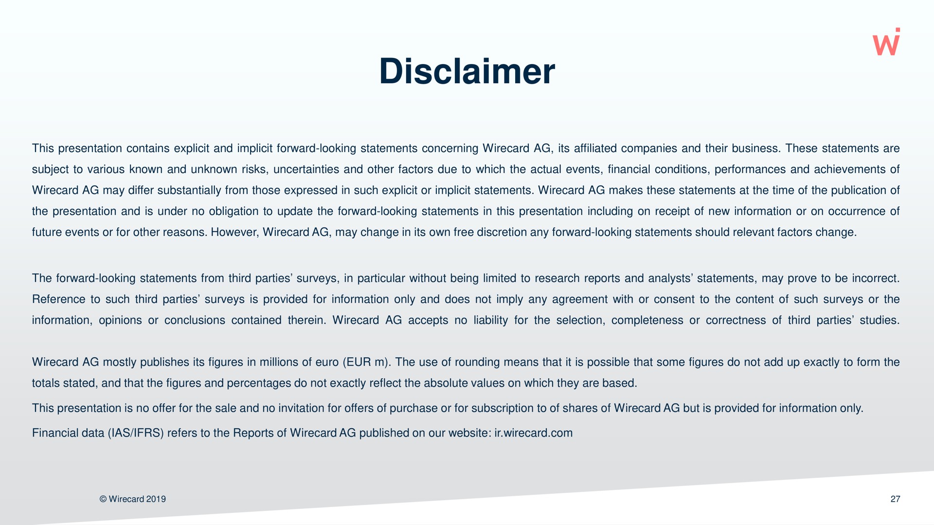 disclaimer | Wirecard