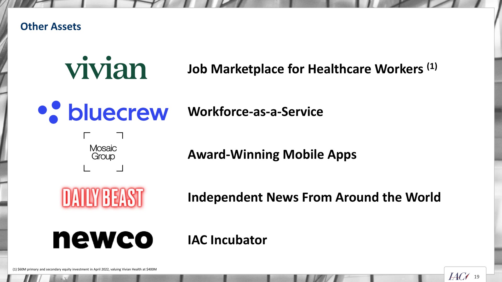other assets job for workers as a service award winning mobile independent news from around the world incubator group aes | IAC