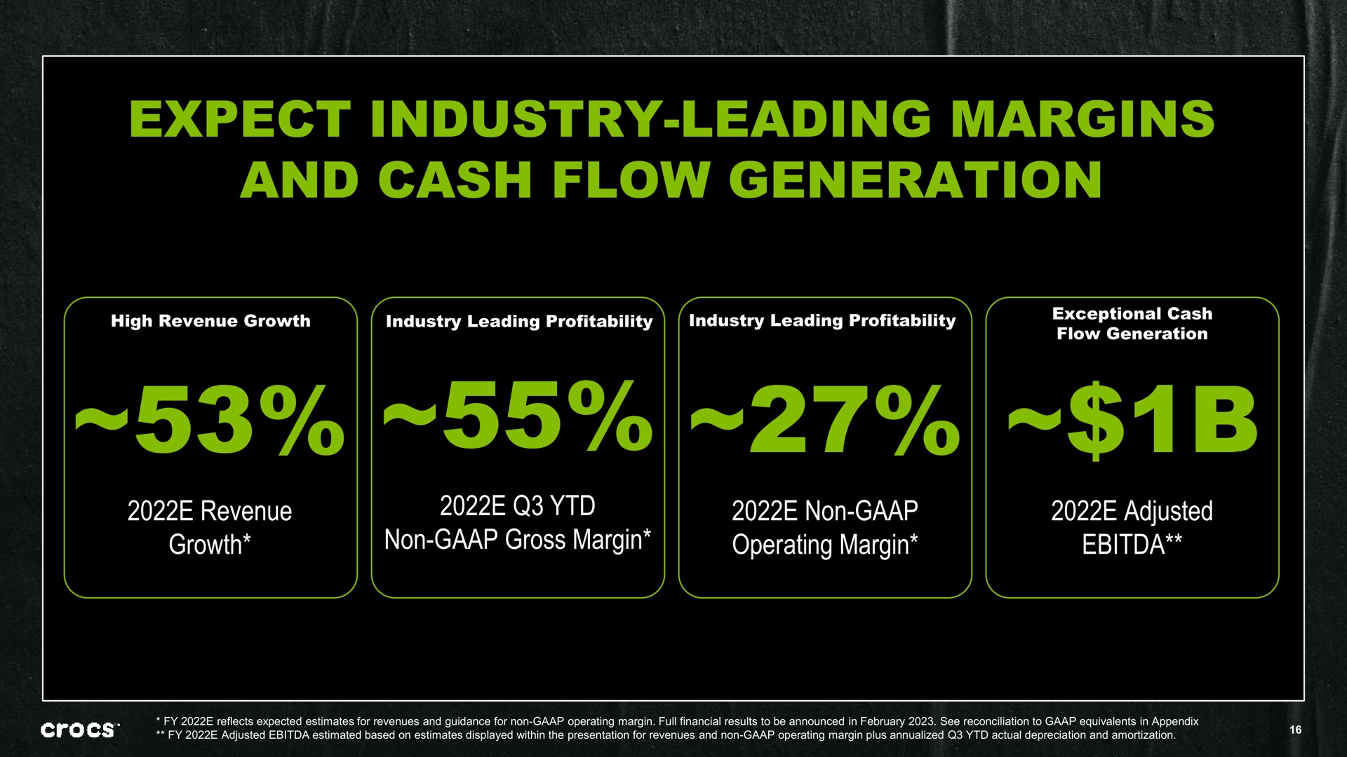 expect industry leading margins and cash flow generation | Crocs