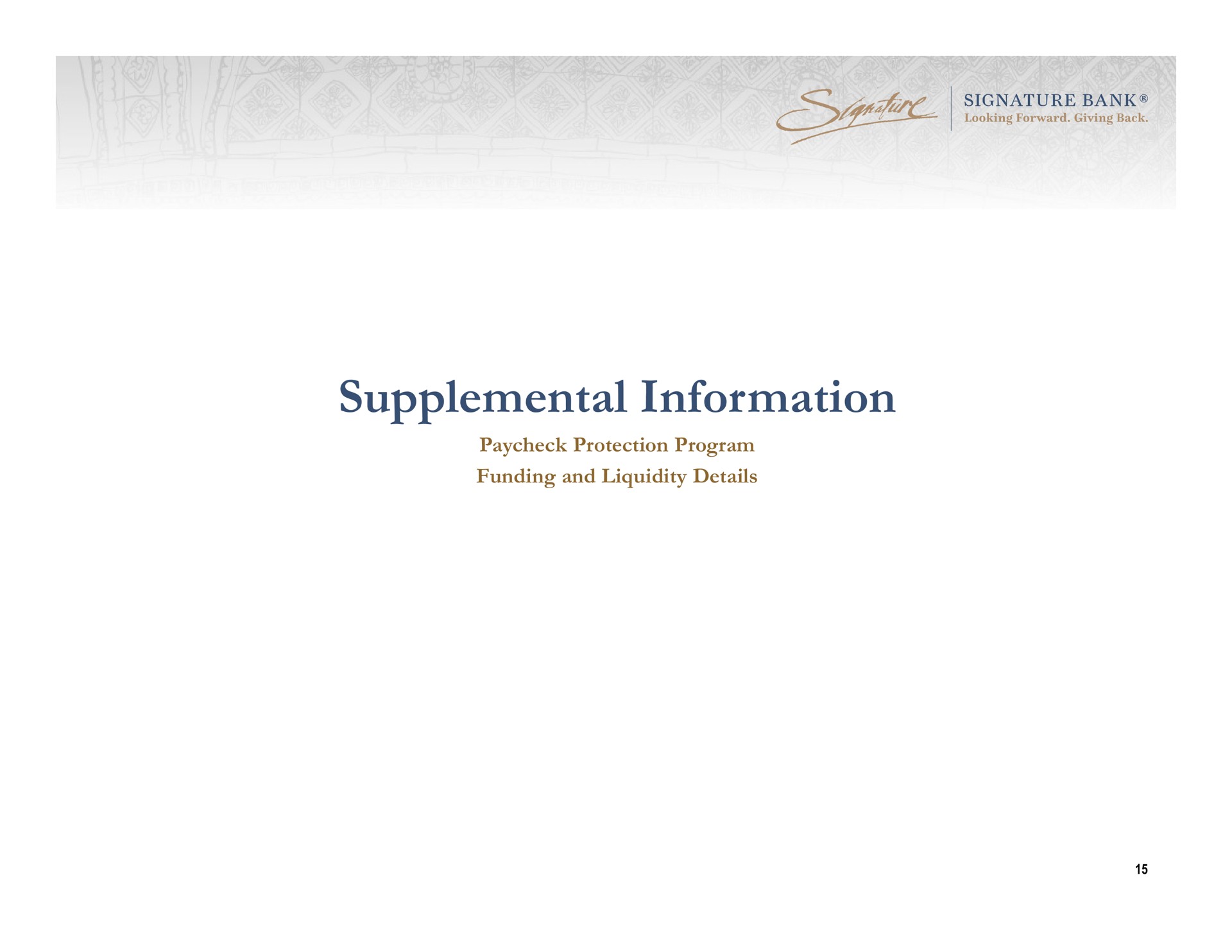 supplemental information | Signature Bank