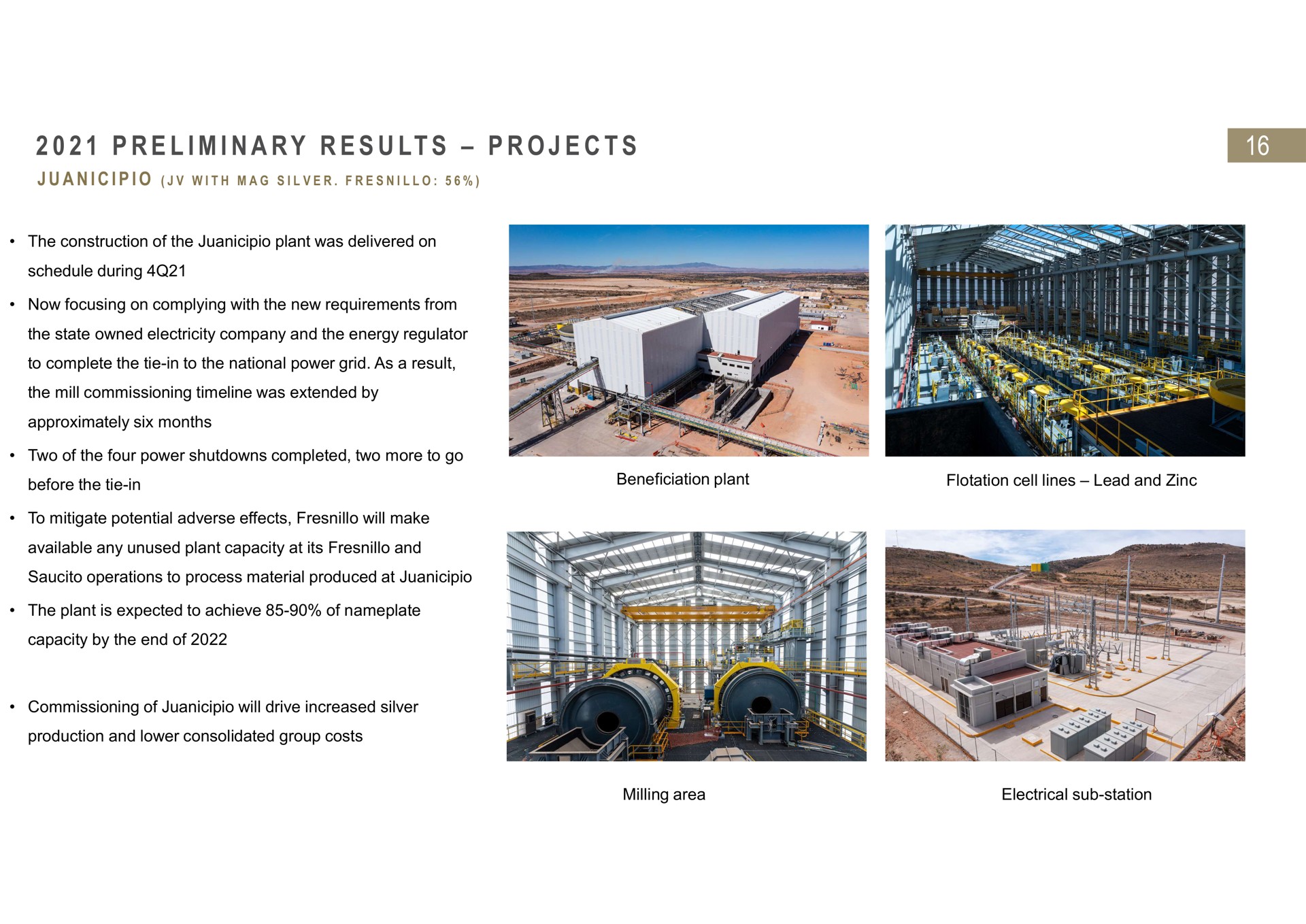 i i a preliminary results projects | Fresnillo