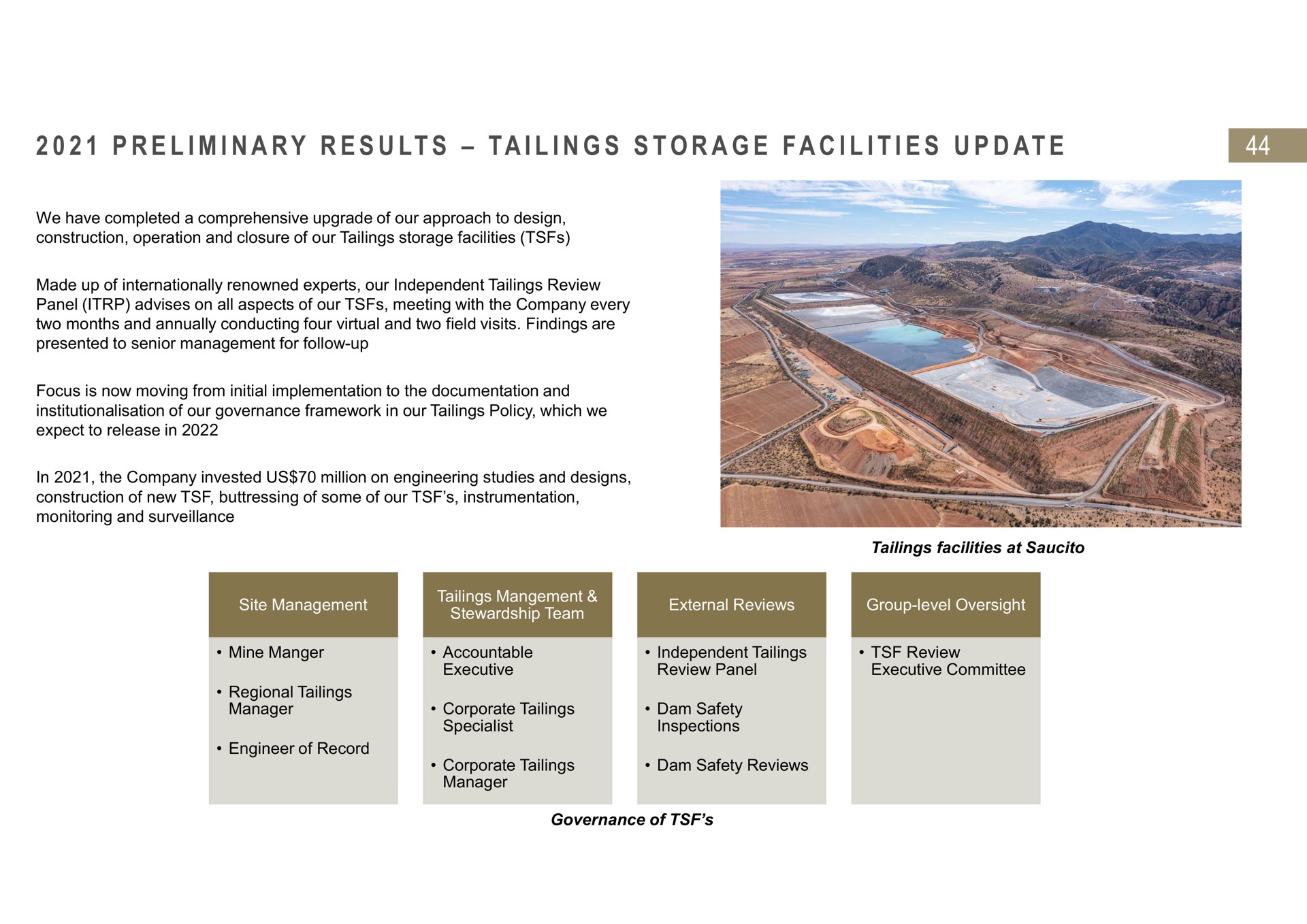 i i a i i a a i i i at preliminary results tailings storage facilities update | Fresnillo
