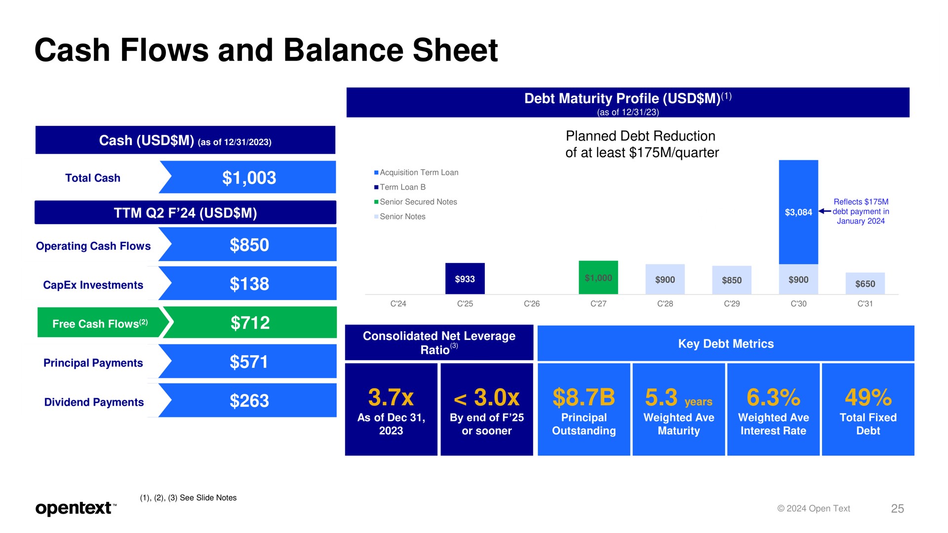cash flows and balance sheet a | OpenText